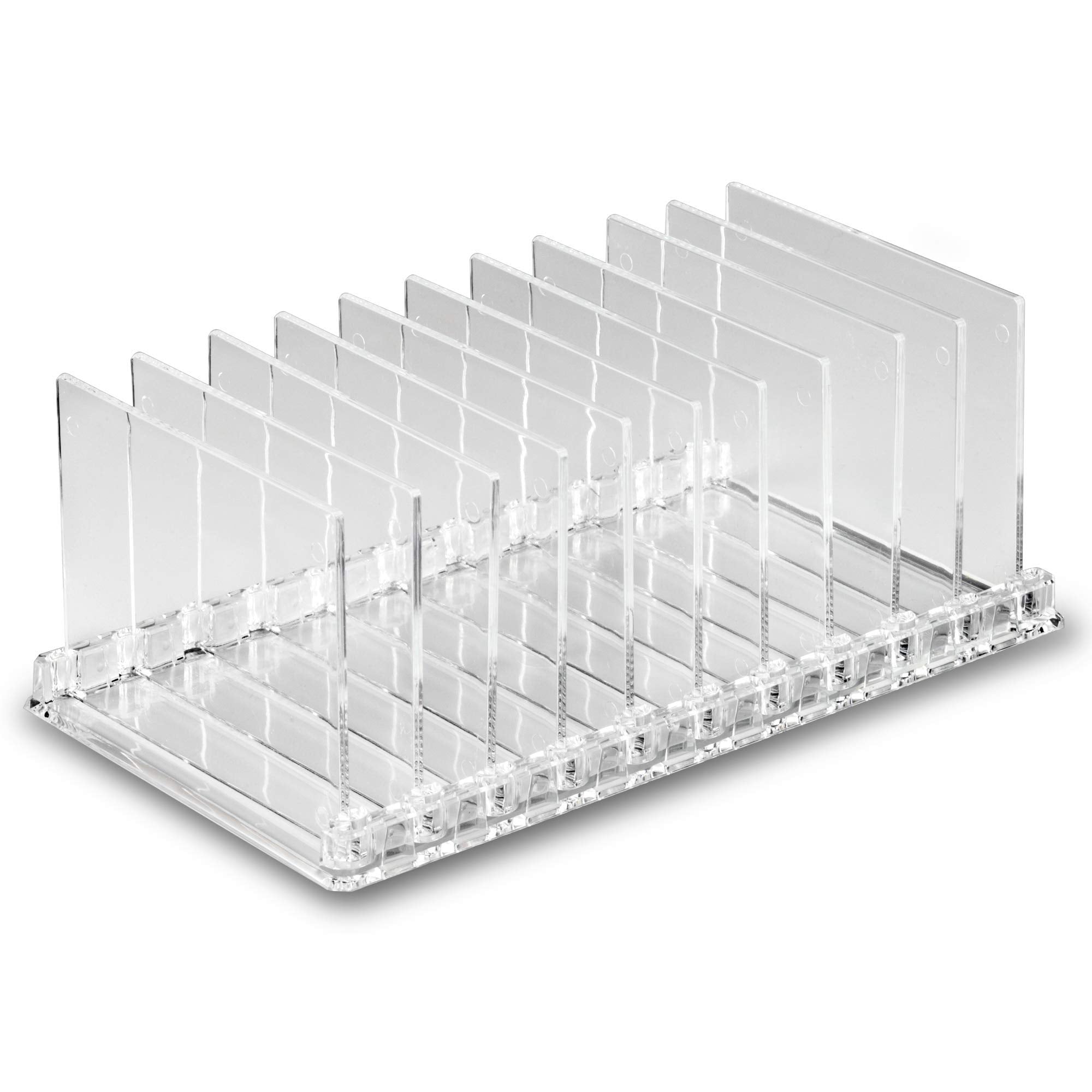 By Alegory Acrylic Makeup Storage Eyeshadow Palette Organizer W/Removable Dividers 10 Space Display Case Fits Virtually All Blus