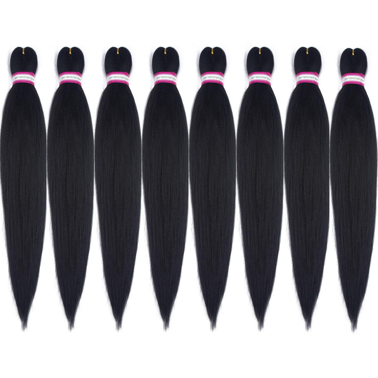 Pre Stretched Braiding Hair Extension Natural Black Color 8 Packs 28 Inch Long Professional Hair For Braiding Twist Braids Itch