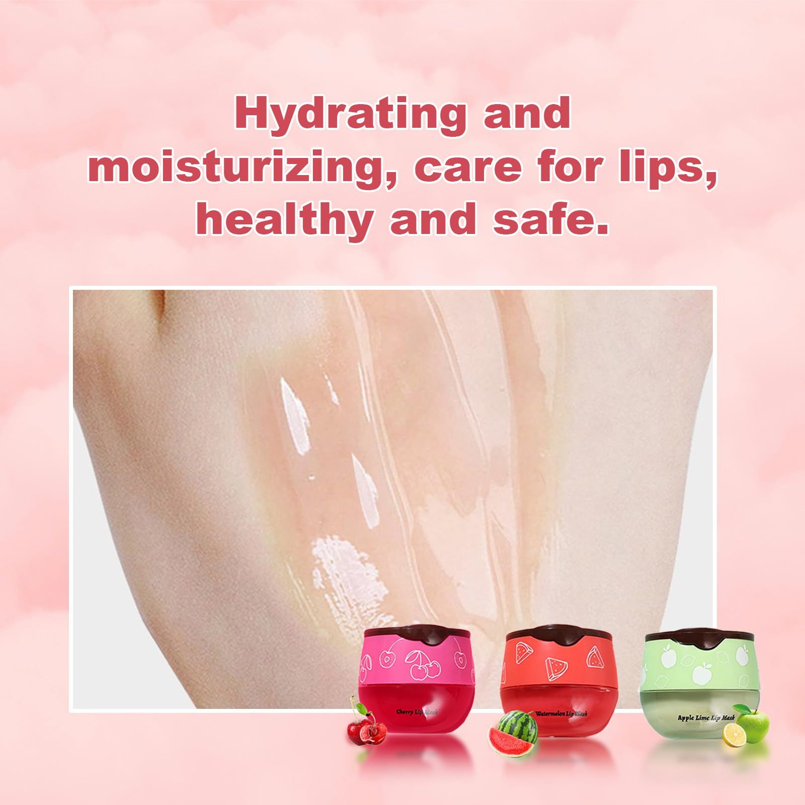 Aaiffey Lip Balm Honey Pot,Watermelon Apple Lime Cherry Lip Sleeping Mask Moisturizing Lip Mask Overnight Hydrating Prevention D