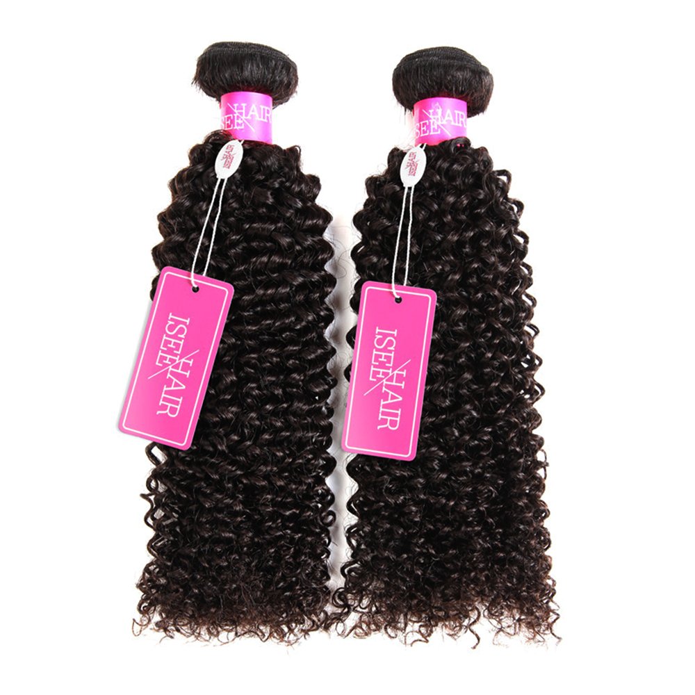 Isee Hair 9A Grade Mongolian Kinky Curly Human Hair Bundles Virgin Human Hair Weaving 3 Bundles Deep Curly Human Hair 100% Human