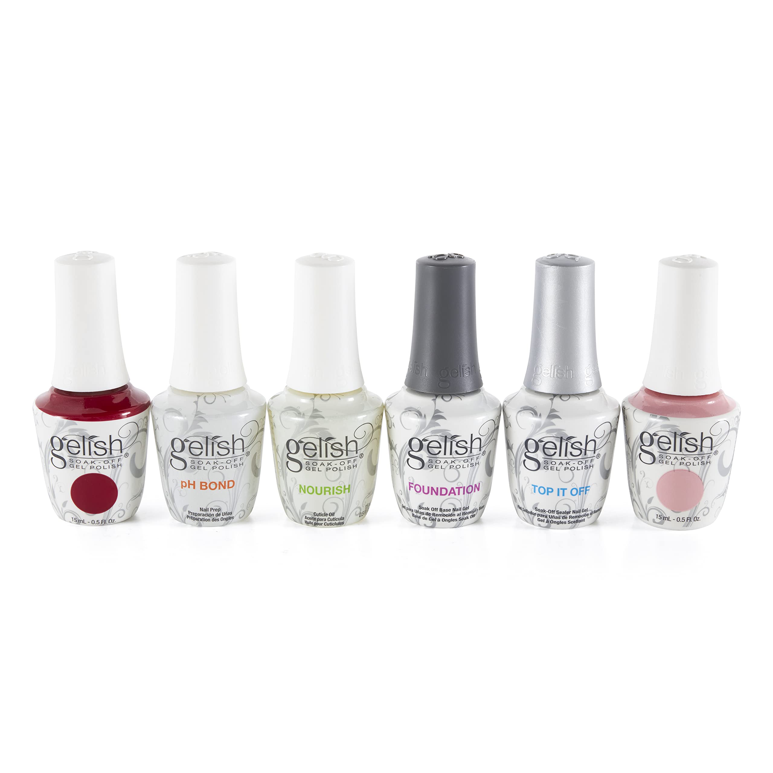 Gelish Pro Kit Salon Professional Gel LED Lamp Soak Off Nail Polish Set, 15 mL
