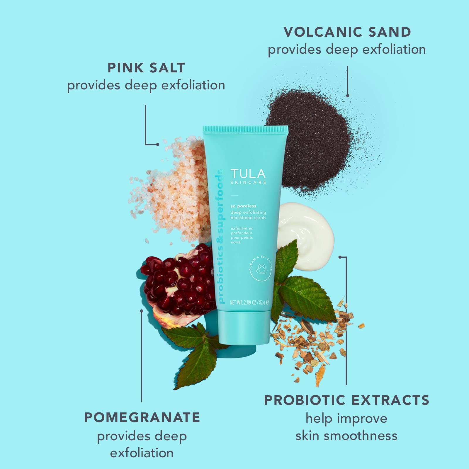 TULA Skin Care So Poreless Exfoliating Blackhead Scrub - Powerful and Gentle Exfoliation, Refreshing and Smoothing, Contains Pro