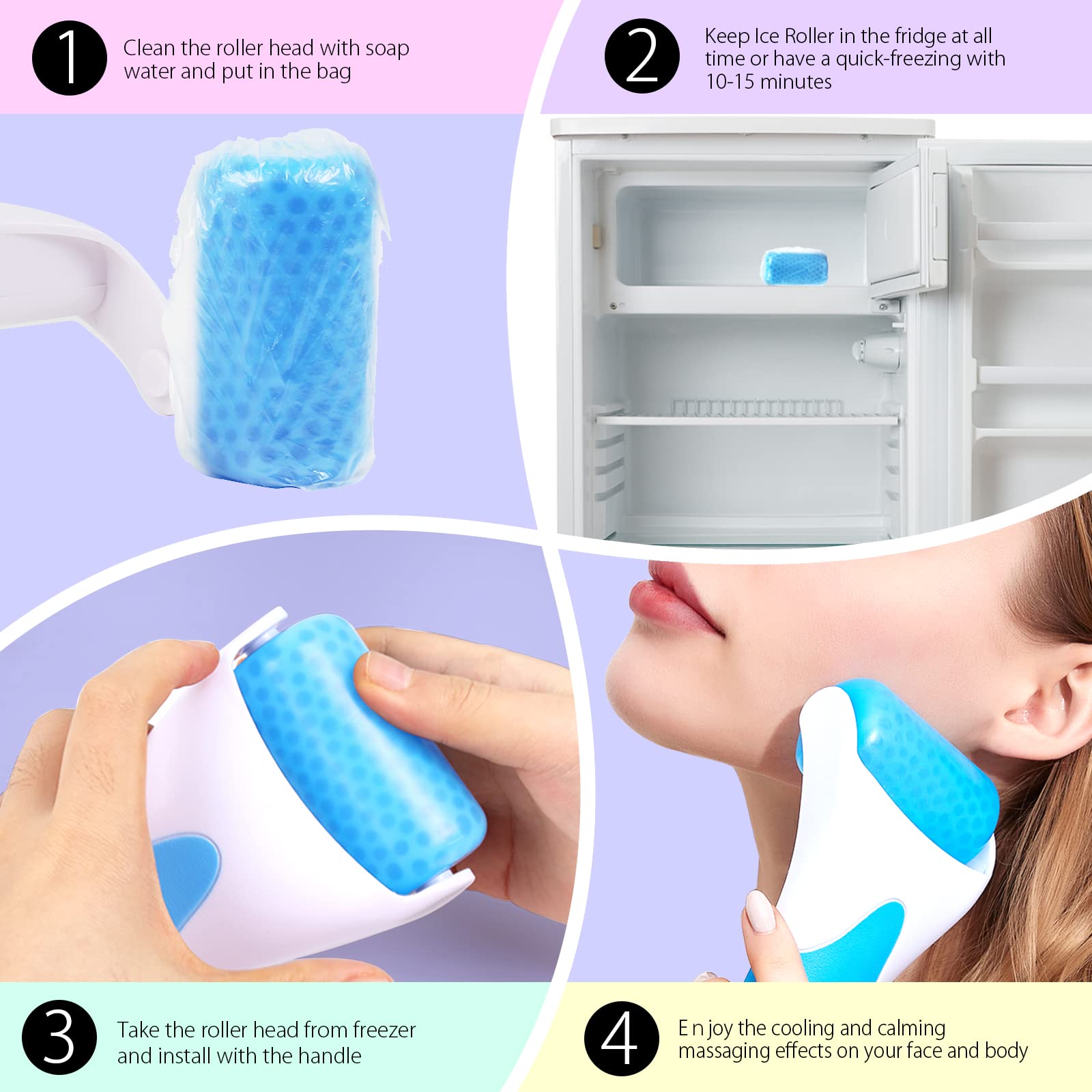 Teenitor Ice Face Massager For Eye, Puffiness, Migraine, Pain Relief And Minor Injury, Cold Facial Roller Freezer Tighten Skin C