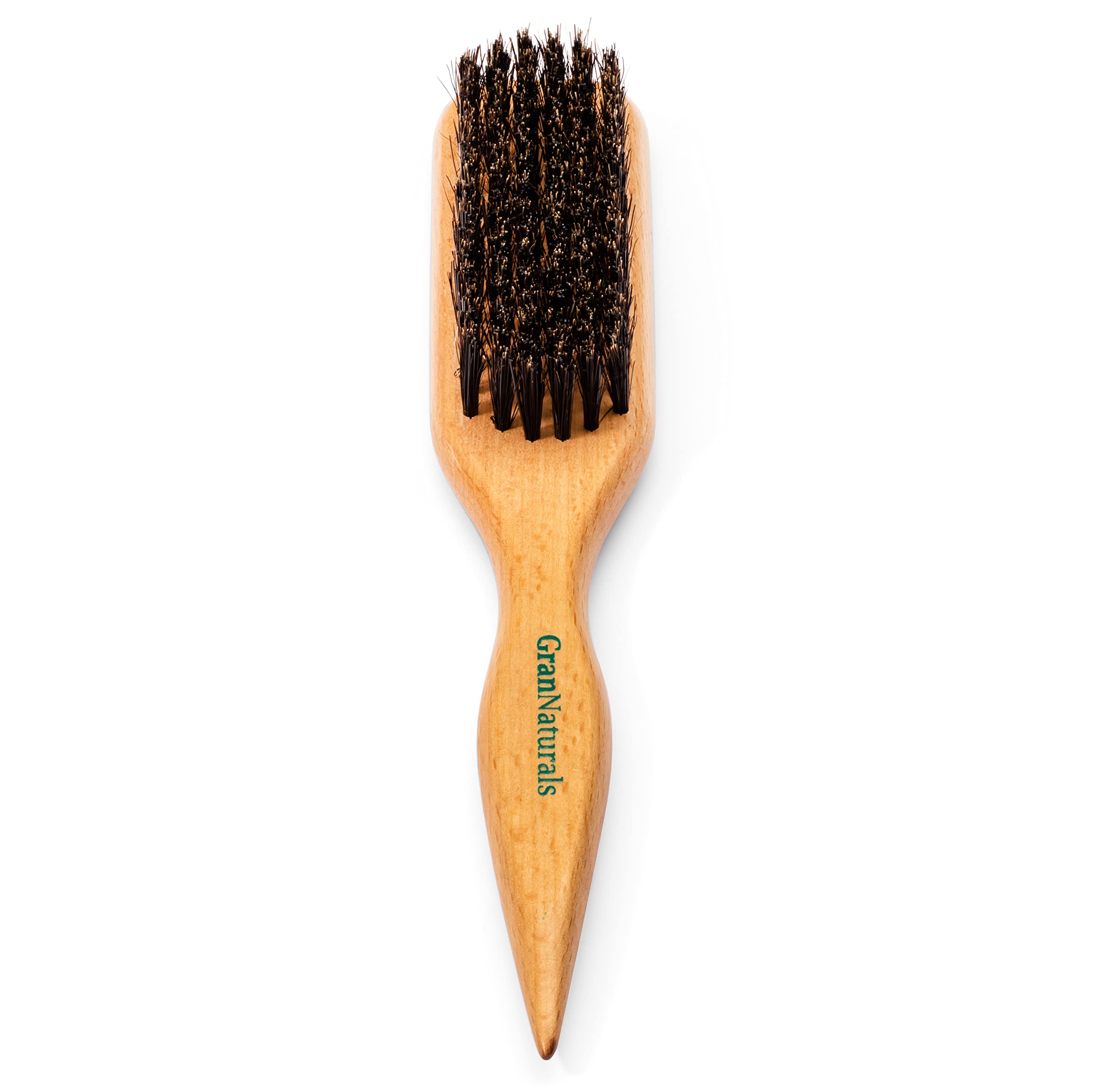 Grannaturals Boar Bristle Slick Back Hair Brush For Sleek Ponytail Bun & Smoothing Baby Hairs, Flyaways, Edge Control - Backcomb