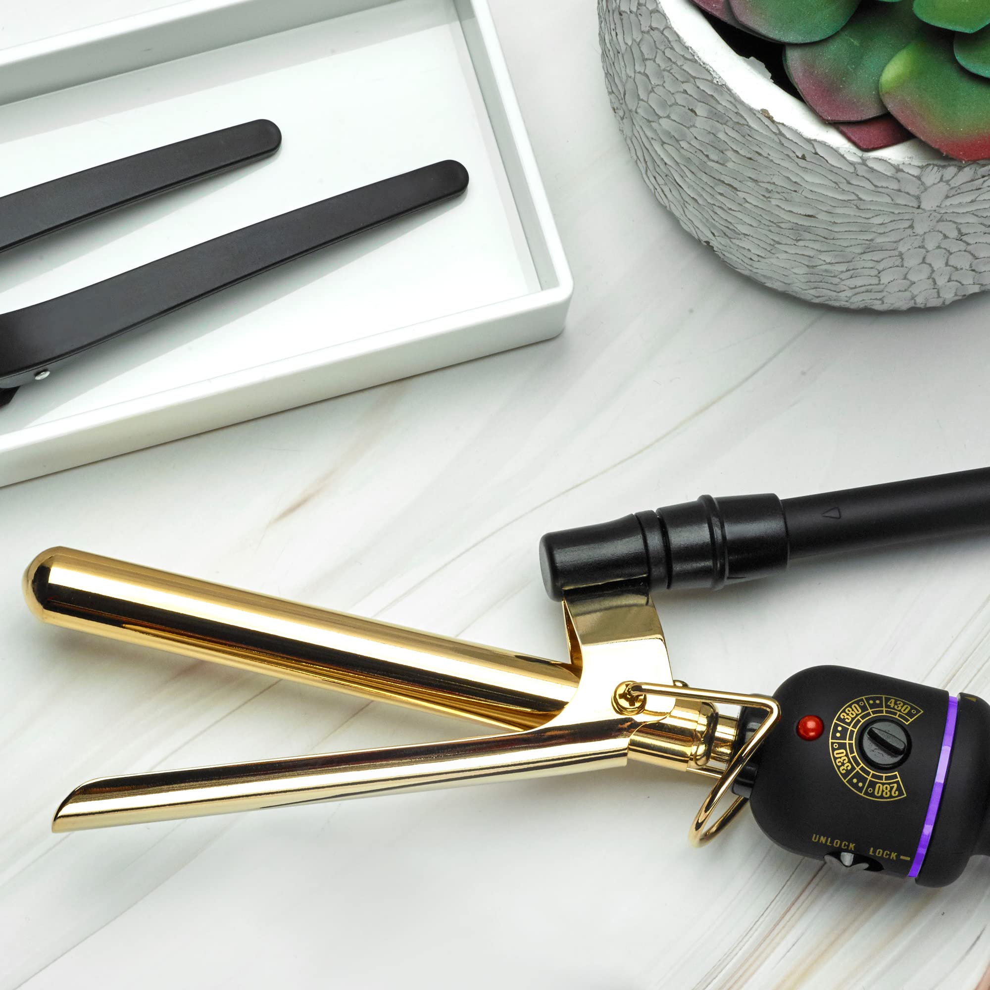 Hot Tools Pro Artist 24K Gold Marcel Iron | Long Lasting Curls, Waves (5/8 in)