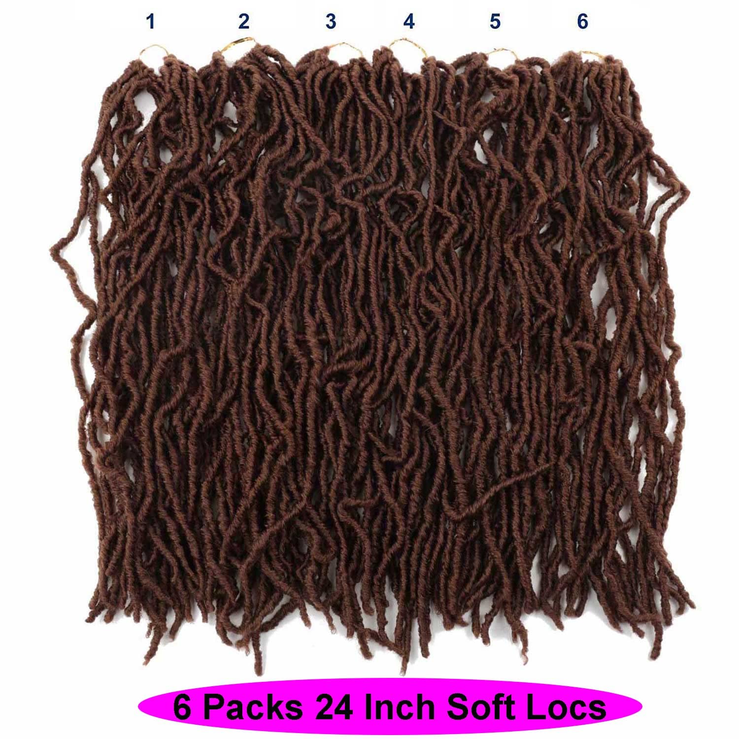 6 Packs New Soft Locs Crochet Hair Pre Looped 24 Inch Faux Locs Crochet Braids Goddess Locs Dreadlocs Synthetic Hair For Black W