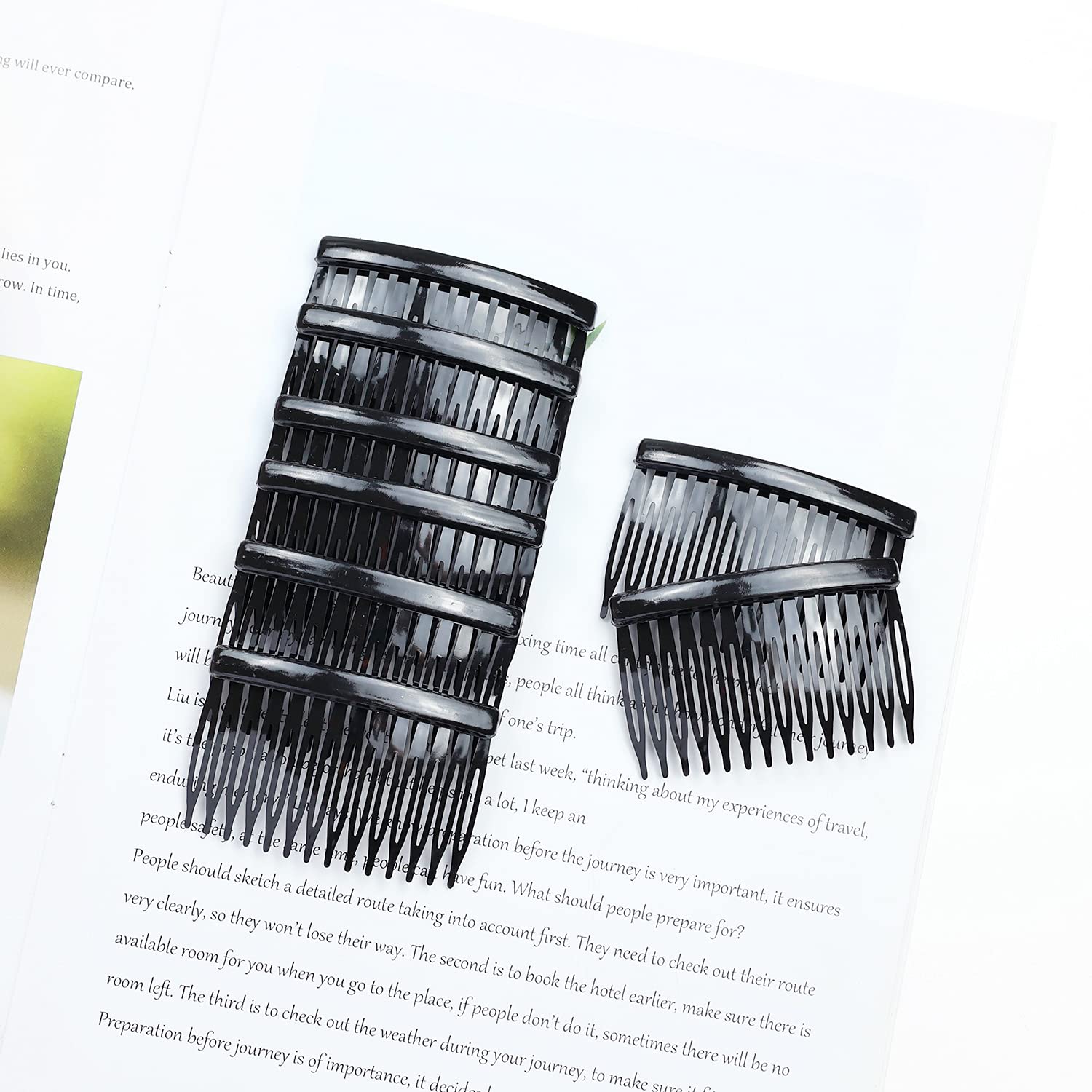Cinaci 30 Pack Clear White Black Brown Small Plastic Hair Side Combs Slide Barrettes with 14 Teeth DIY Crafts Decorative Headpie