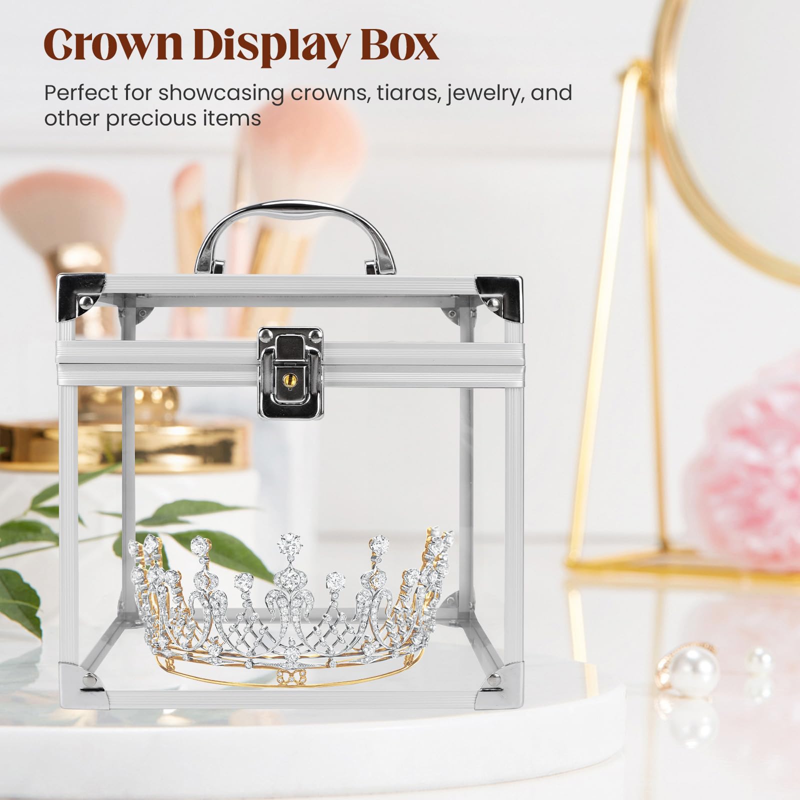 Donghome Crown Box, Clear Makeup Case,Cosmetic Organizer, Large Capacity Transparent Acrylic Artists Display Case For Vanity,Bat