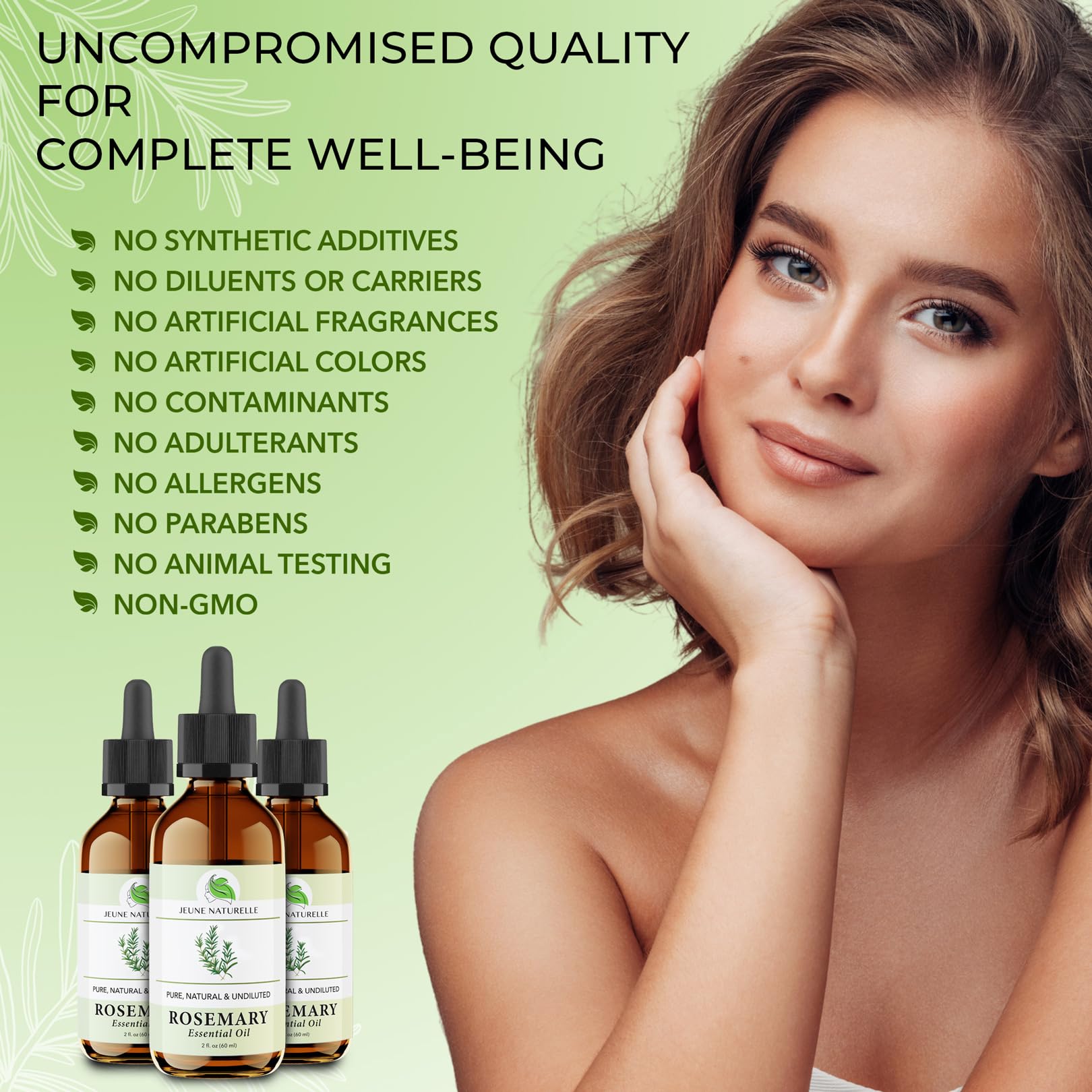 Jeune Naturelle Rosemary Oil for Hair Care, 100% Pure, Natural, Undiluted, Unrefined, Therapeutic Grade - Hair Growth Rosemary O