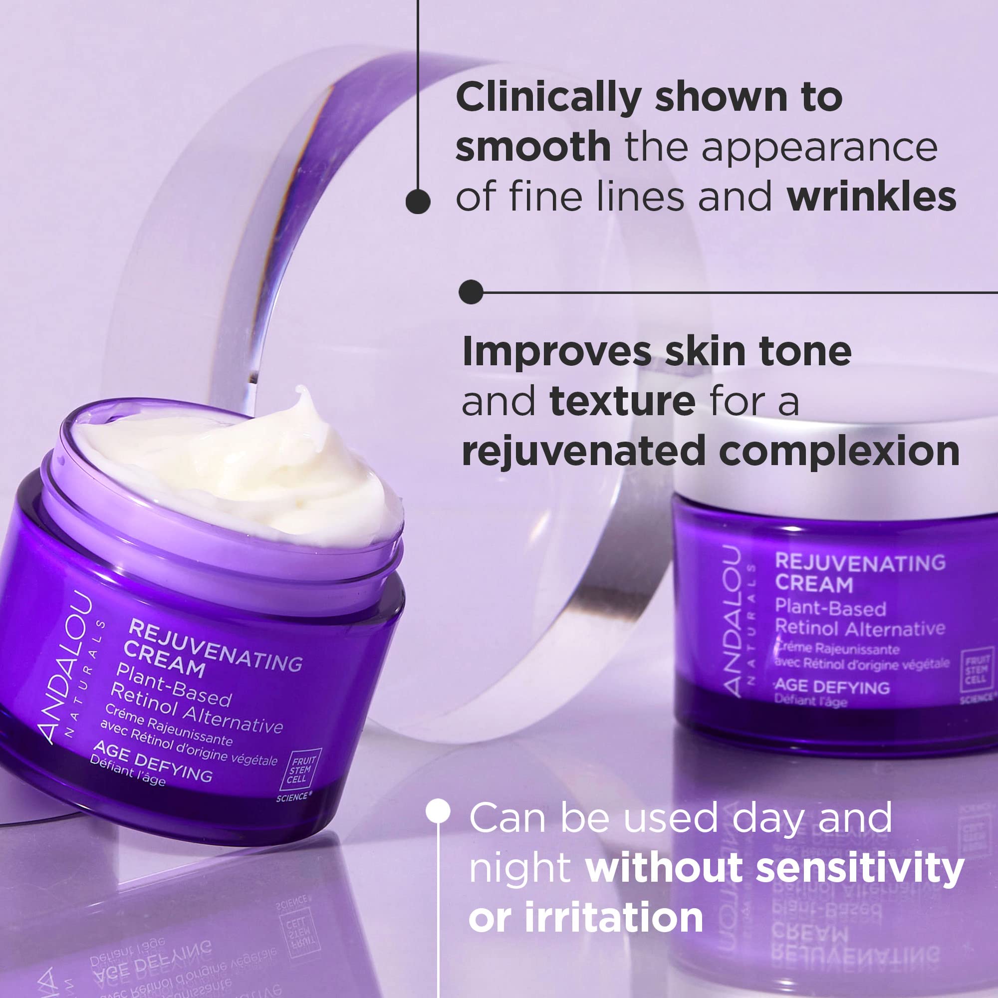 Andalou Naturals Age Defying Plant-Based Retinol Alternative Cream, 17 Ounce