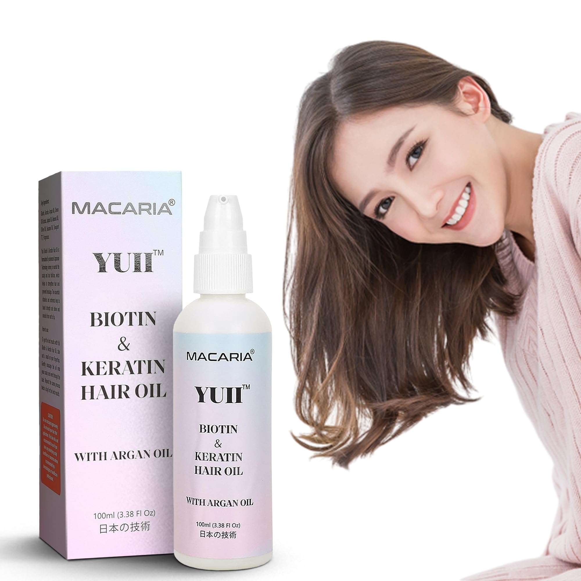 Yuii Biotin & Keratin Hair Growth Oil  Argan & Ketatina Weightless Serum for Styling Dry & Frizzy Hair  Strand Thickening, Sca