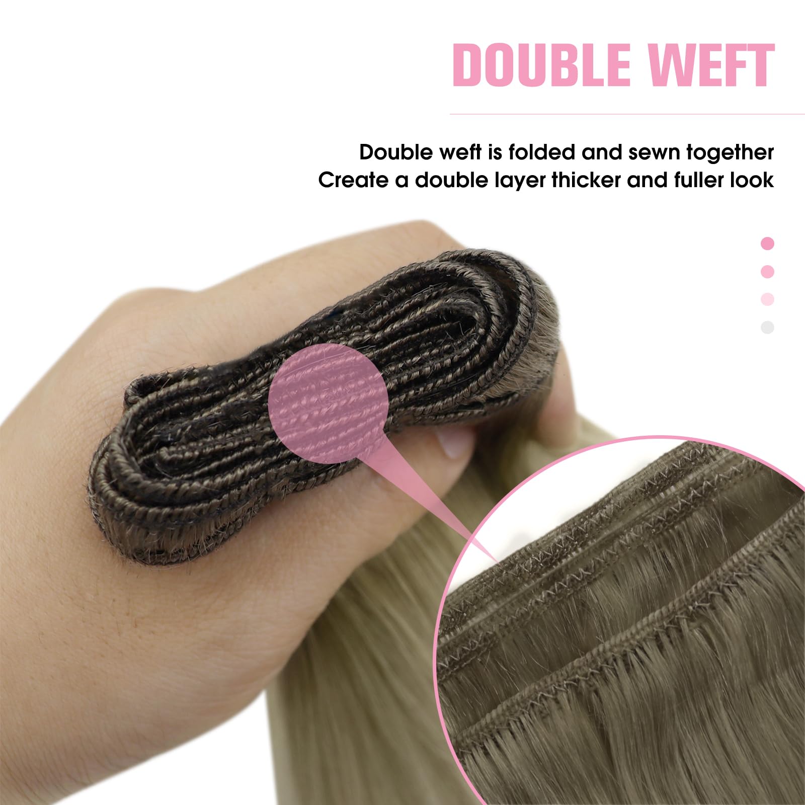 YoungSee 100g 14inch Sew in Hair Extensions Real Human Hair Ombre Human Hair Weft Extensions Medium Brown Fading to Brown Mix Pl
