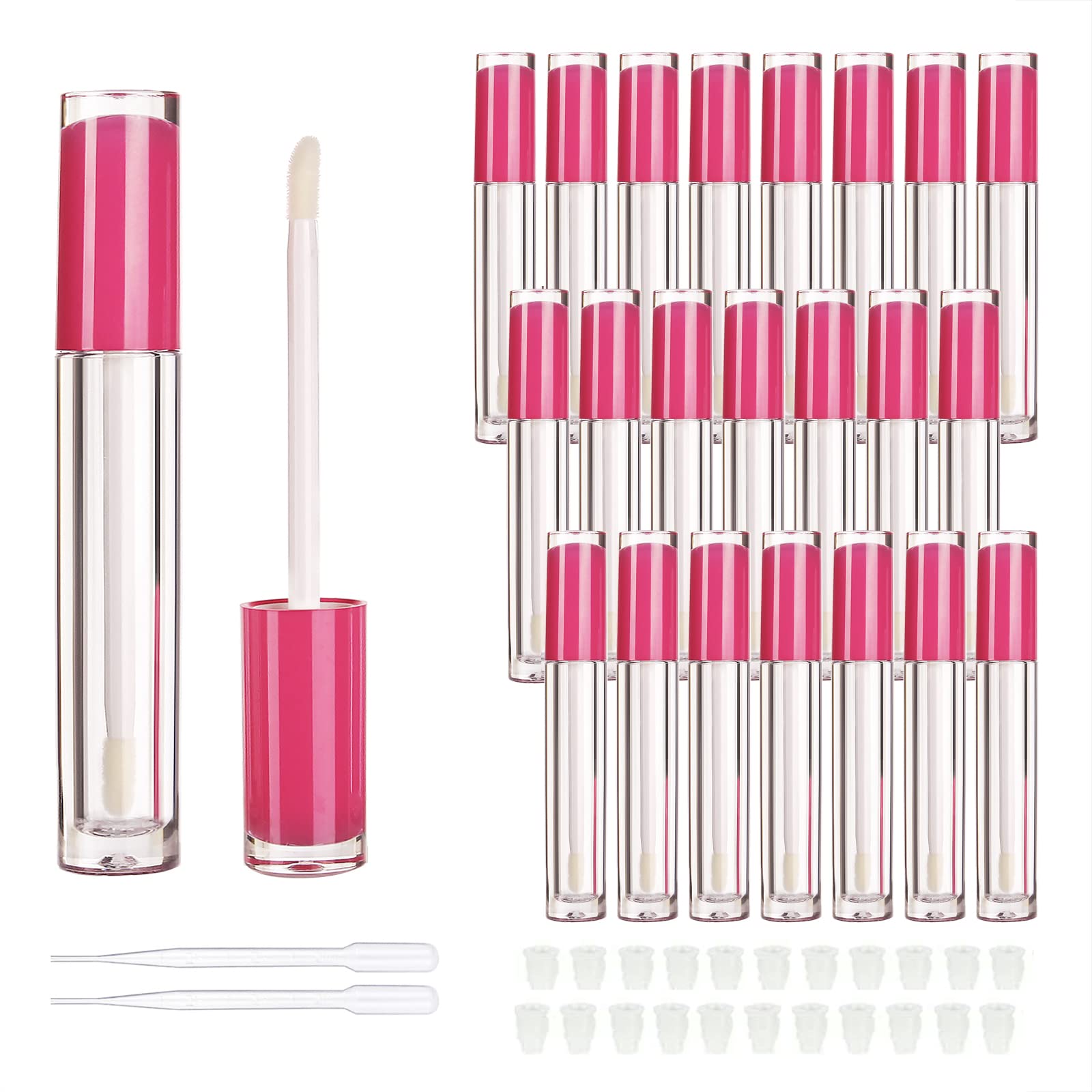 Cosidea 22 Pack Empty Round 5Ml Rose Pink Lip Gloss Tubes Cute Lipgloss Tube Containers With Wand Wholesale In Bulk Lip Balm Con