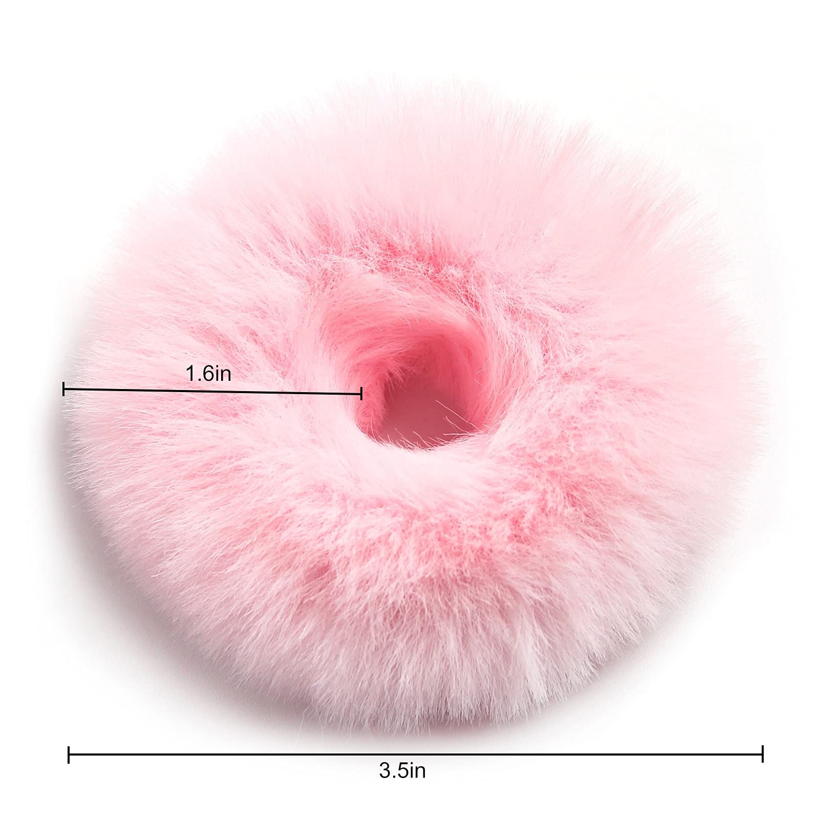 2pcs Pack Furry Faux Fur Hair Scrunchies Artificial Fur Hair Bobbles Elastic Hair Band Rope Wristband Ponytail Accessories (Oran