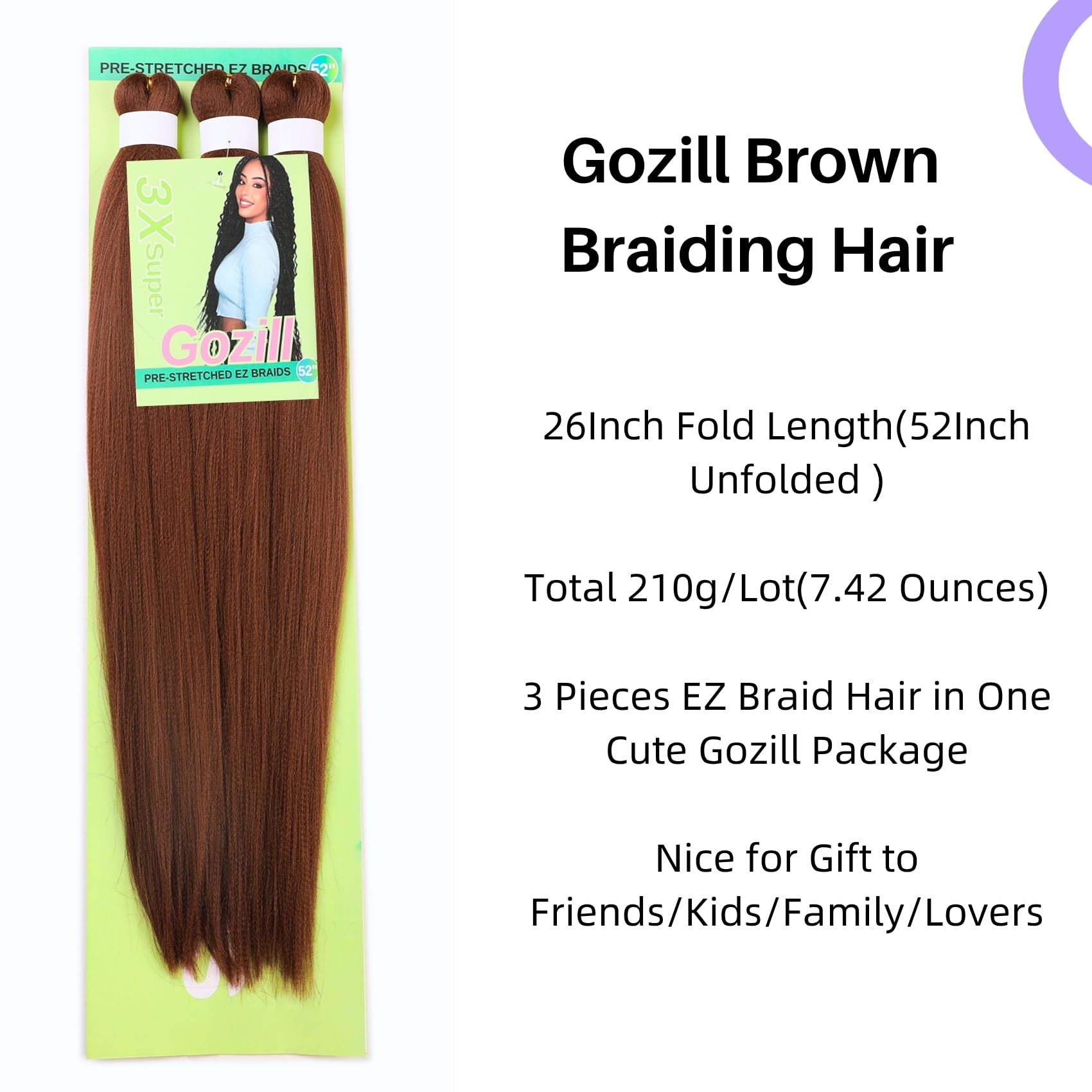 Brown Braiding Hair Pre Stretched 30# Knotless Braids Hair Extension for Braiding