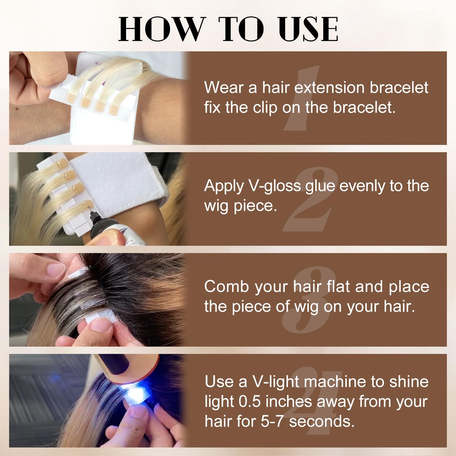 V Light Hair Extensions Kit (Machine Set) V-Light Extension Machine V-Light Extension Remover Machine .V-Light Glue 20G * 3 Wig