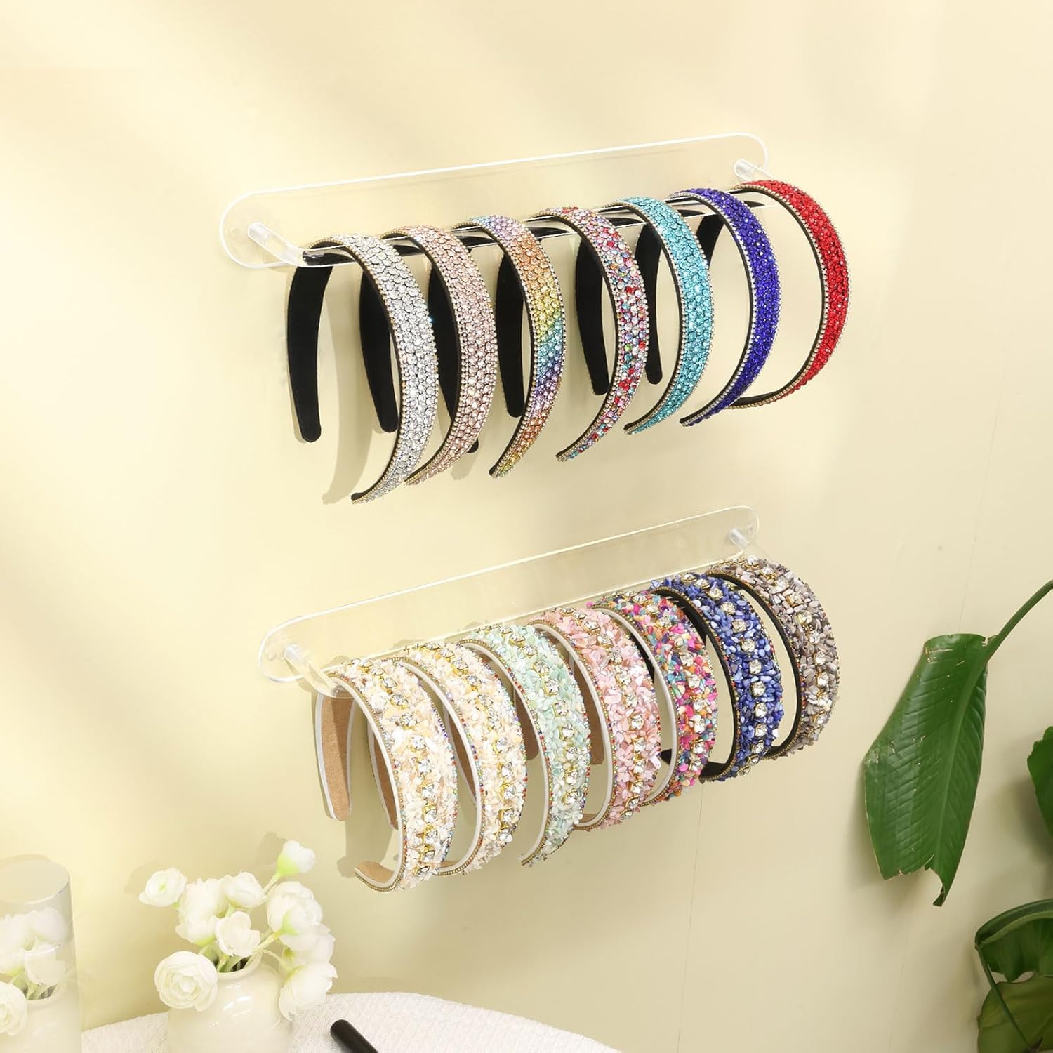 SNOWSTAR Acrylic Claw Clip Organizer, 2PCS Wall Holder and Storage, Hair Clip Display Clear Stand for Women and Girls (Clear 2PC