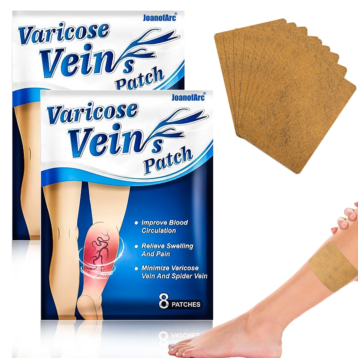 JoanofArc 2pack Varicose Veins Patch, Professional Varicose Veins Patch for Legs, Naturally Improves the Appearanceof Leg, Comfo