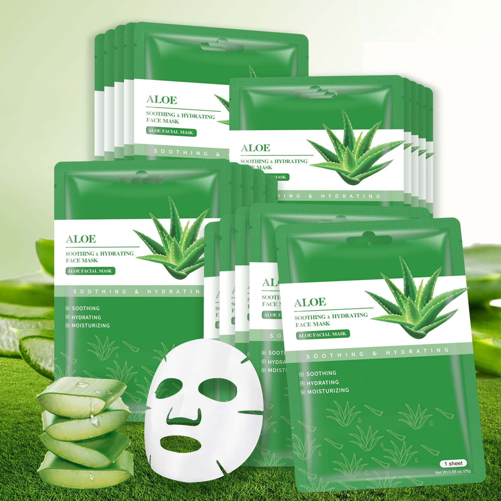 Yafusipe Face Masks Skincare Sheet Mask Aloe Vera Sheets Mask, Hydrating Face Masks Soothing Facial Mask For All Skintypes Sun C