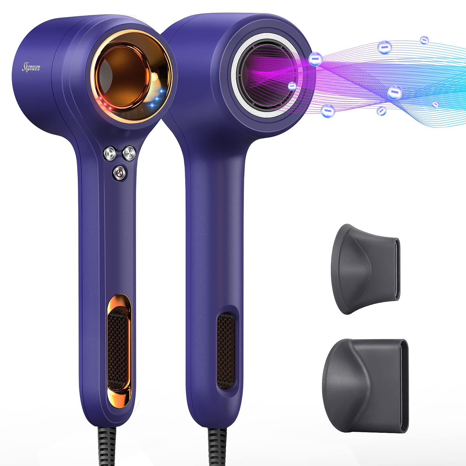 Skanwen Hair Dryer, Negative Ionic Blow Dryer With 110, 000 Rpm Brushless Motor For Fast Drying, Noise Reduction Design/Constant