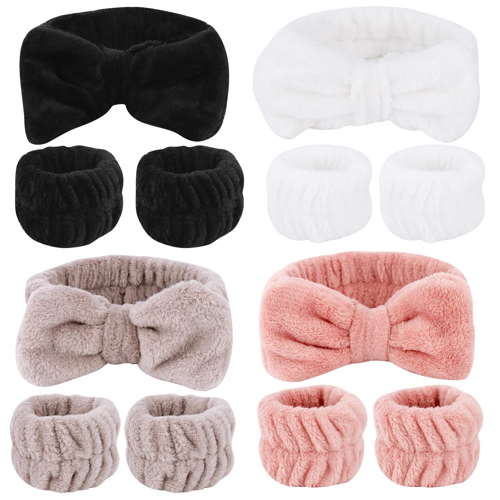 Tihebax 12Pcs Spa Headband And Wrist Towels For Face Washing Set, Cute Soft Microfiber Makeup Headband For Women Girls, Highly A