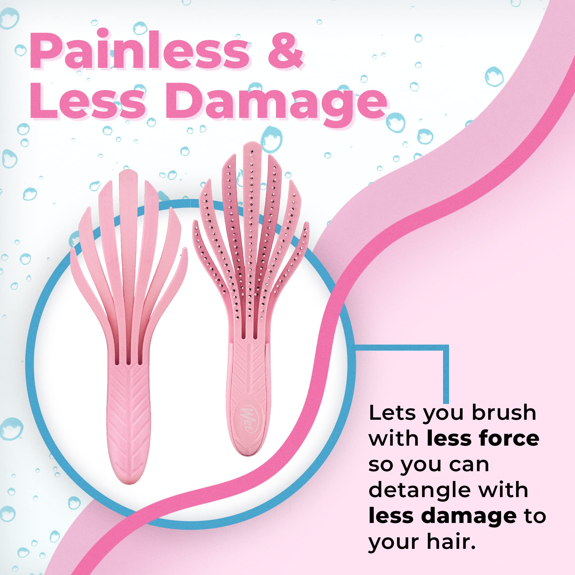 Wet Brush Curl Detangler Hair Brush - Ultra-Soft IntelliFlex Bristles, Pale Pink, 1 Count, Model BIO830CURL