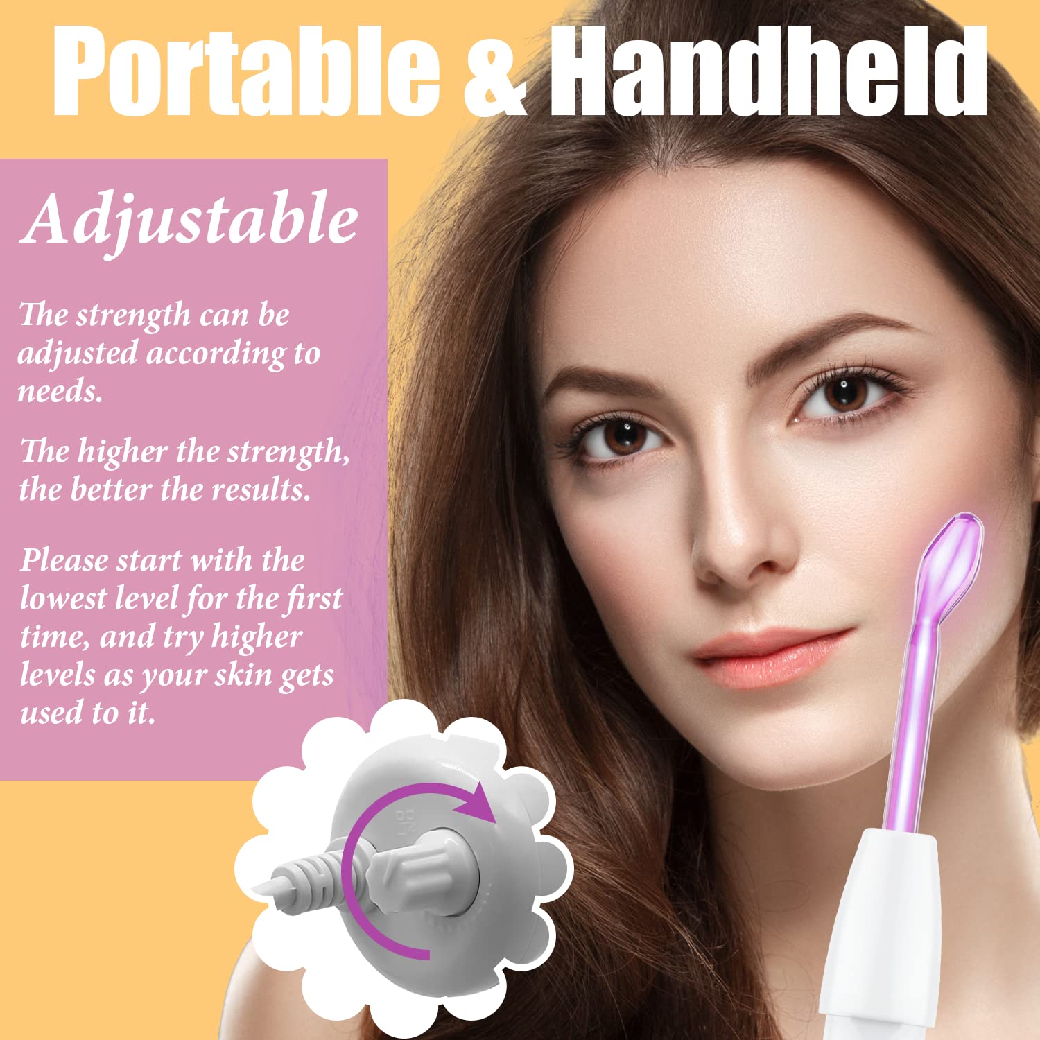 High Frequency Facial Wand - Uaike 6 in 1 Violet Portable Handheld High Frequency Facial Machine with 6 Pcs Purple Glass Tubes -