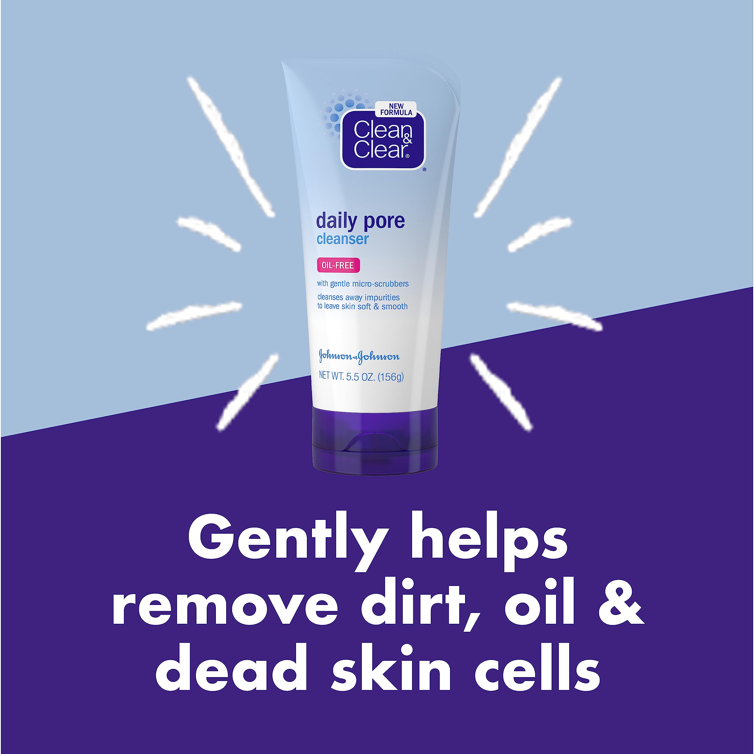 Clean & Clear Daily Pore Facial Cleanser for Soft, Smooth Skin, Oil-Free Acne Face Wash for Normal, Oily & Combination Skin Care