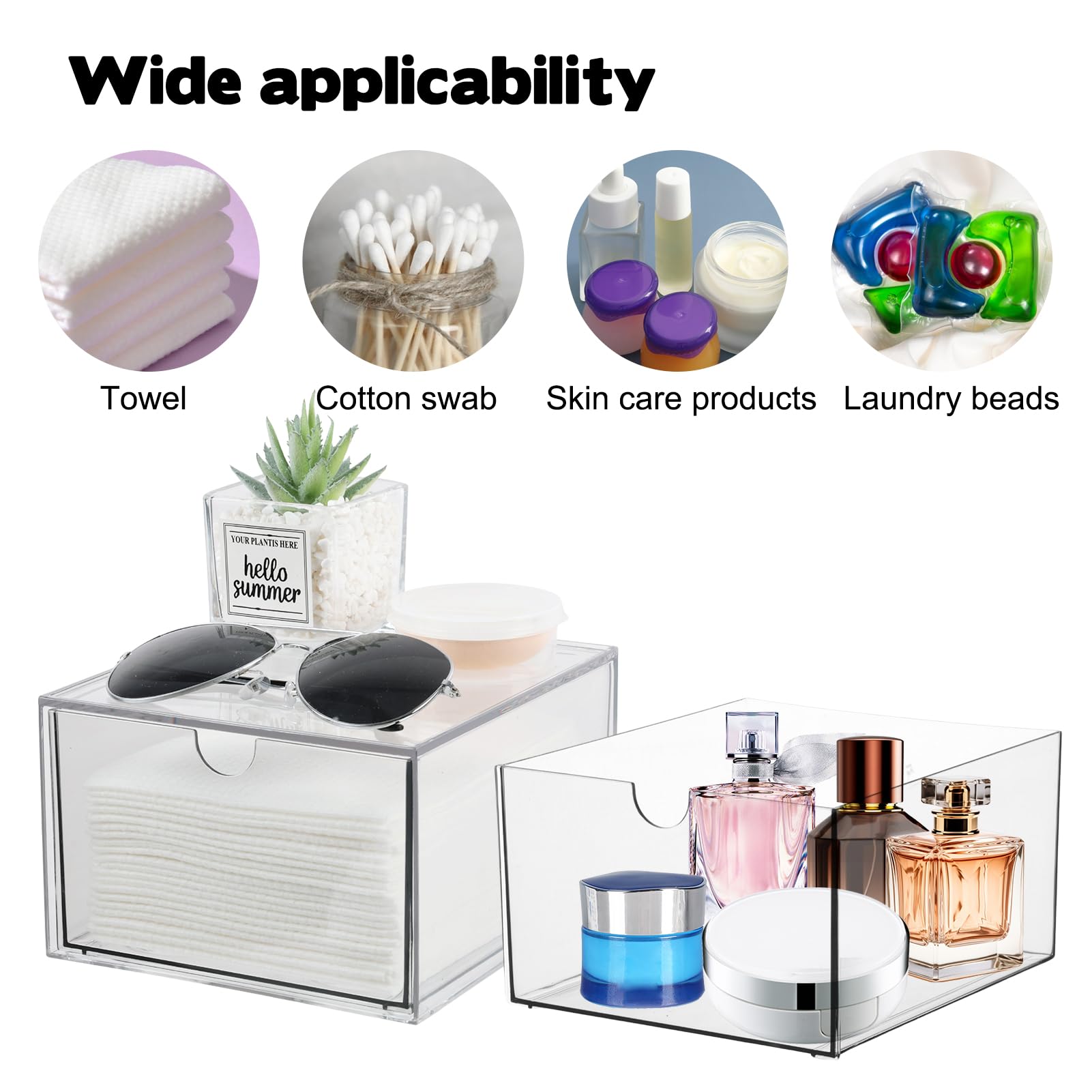 Disposable Face Towel Holder, Plastic Face Towels Storage Box with Drawer, Stackable Organizer for Clean Skin Club Face XL Towel