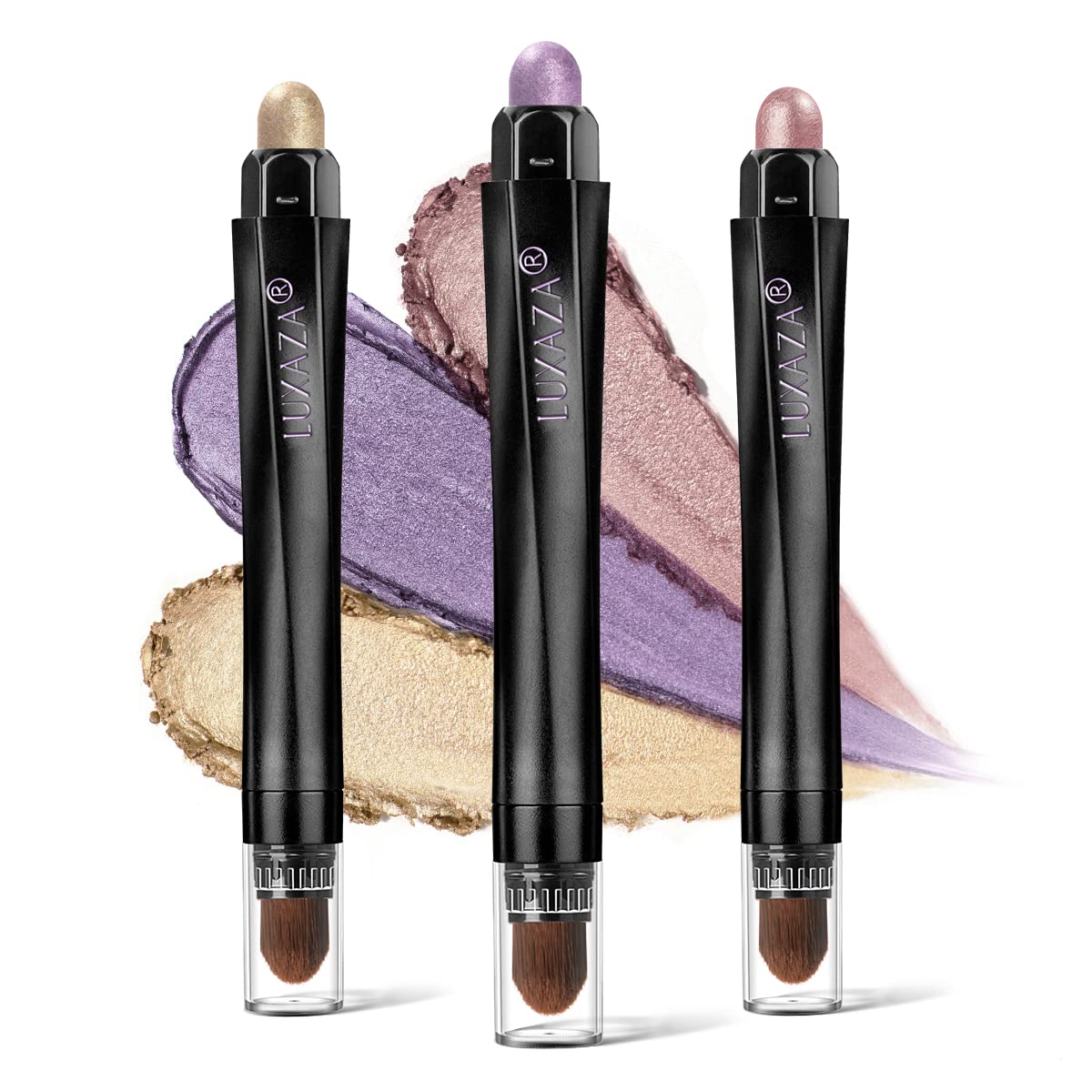 Luxaza 3Pcs Cream Eyeshadow Stick,Neutral Eye Shadow Sticks Makeup Pencil For Eyes,Eye Brightener Stick Highlighter Makeup,Water