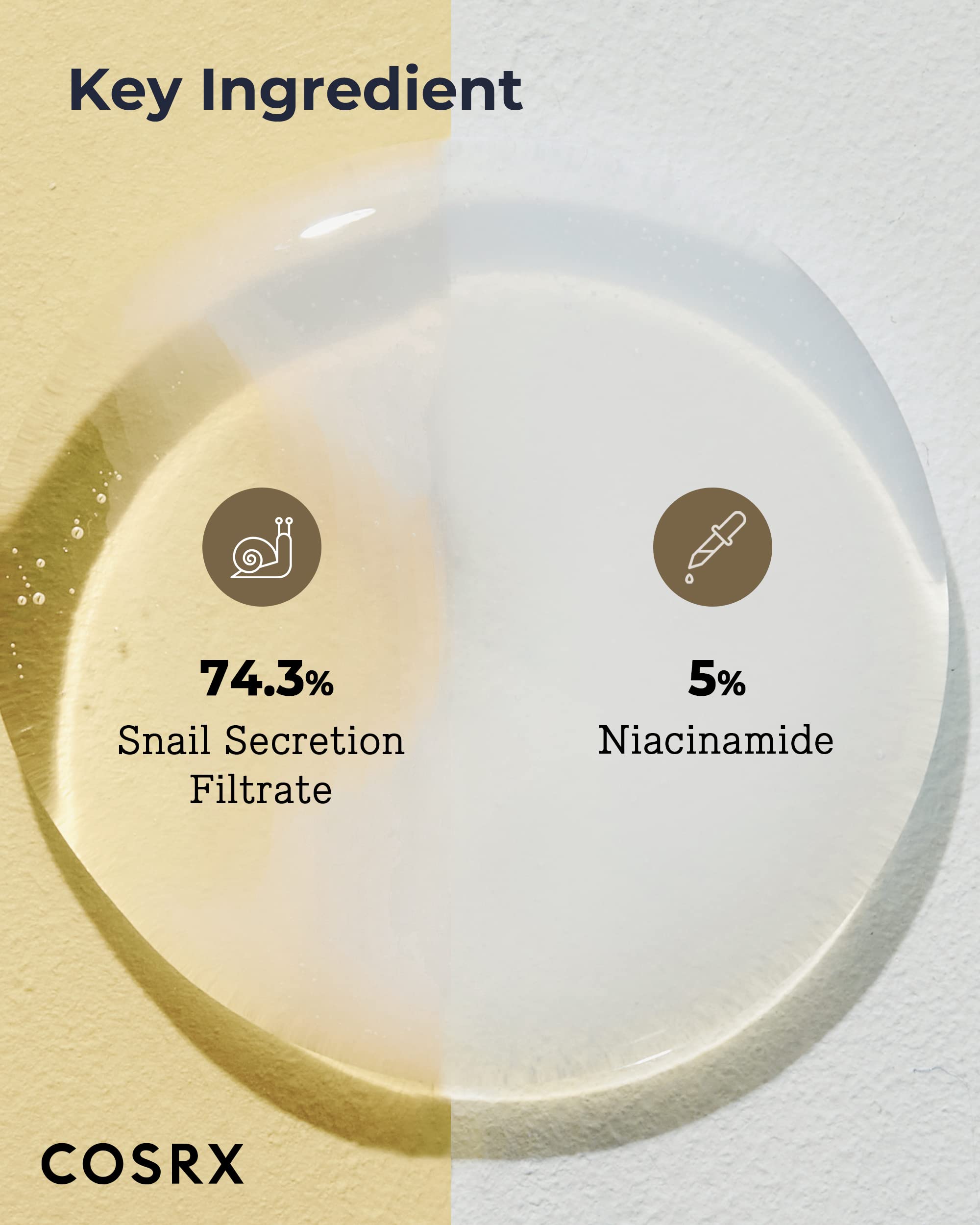 cOSRX Niacinamide 5% + Snail Mucin 74% Dual Essence, Anti aging Face Serum for Dull Skin, Hydrating, Brightening, Repairing, 270