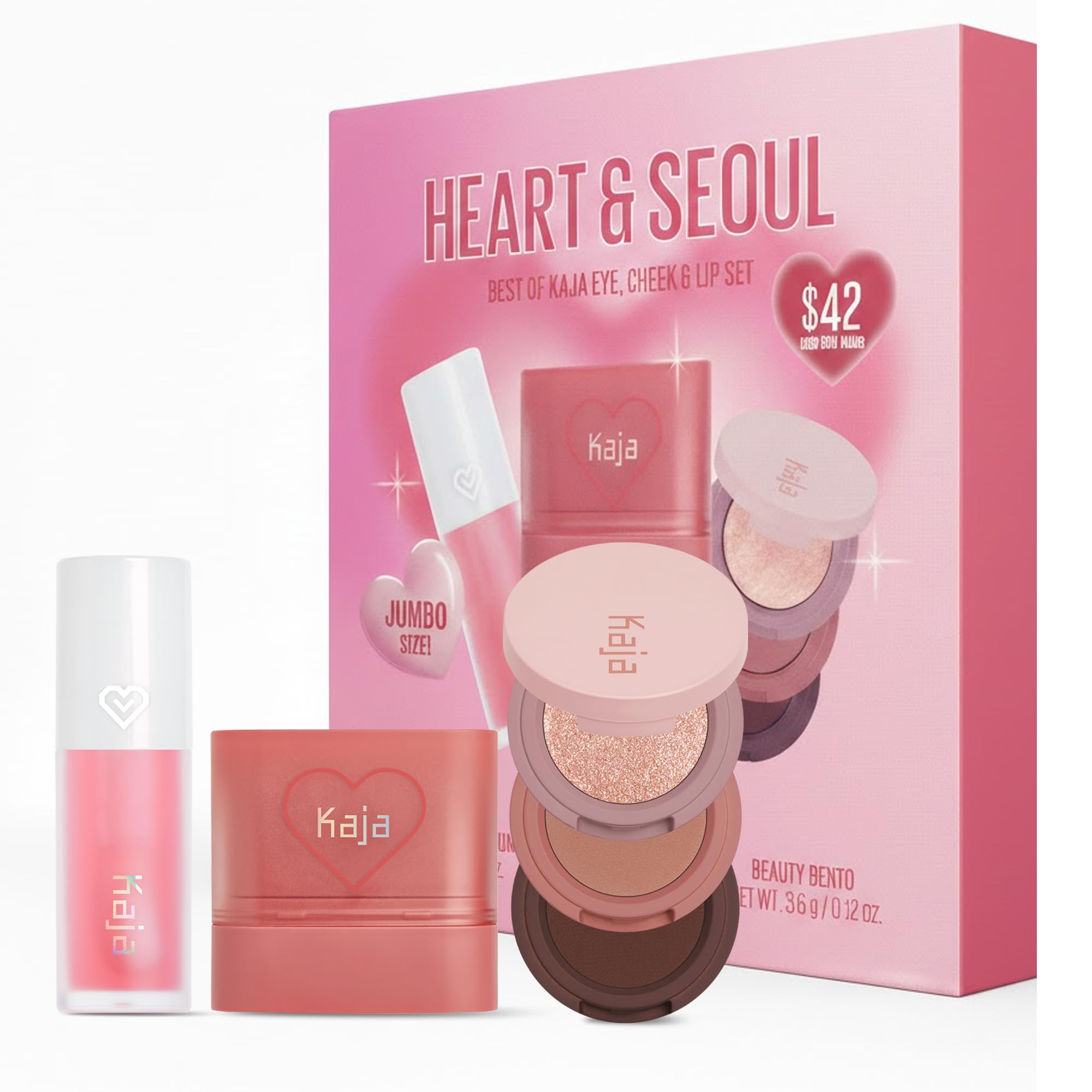 KAJA Heart & Seoul Best of Kaja Eye Cheek Lip Set, 3 Piece Makeup Gift Set