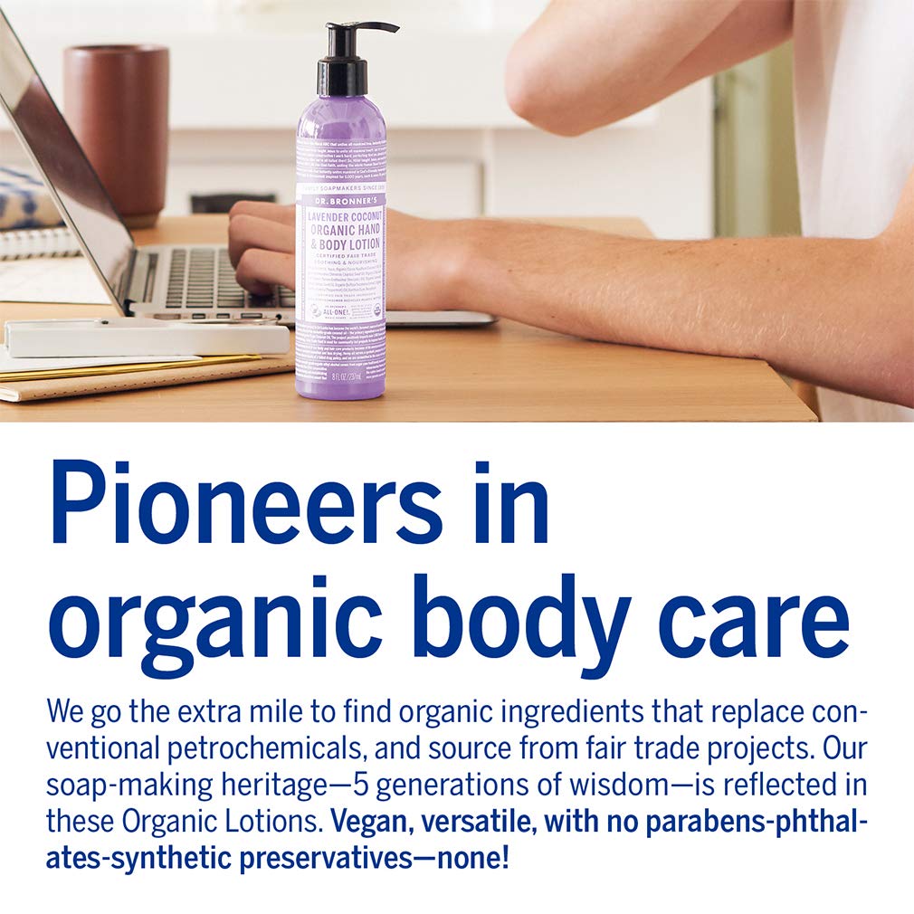 Dr. Bronner'S - Organic Lotion (Lavender Coconut, 8 Ounce) - Body Lotion And Moisturizer, Certified Organic, Soothing For Hands,