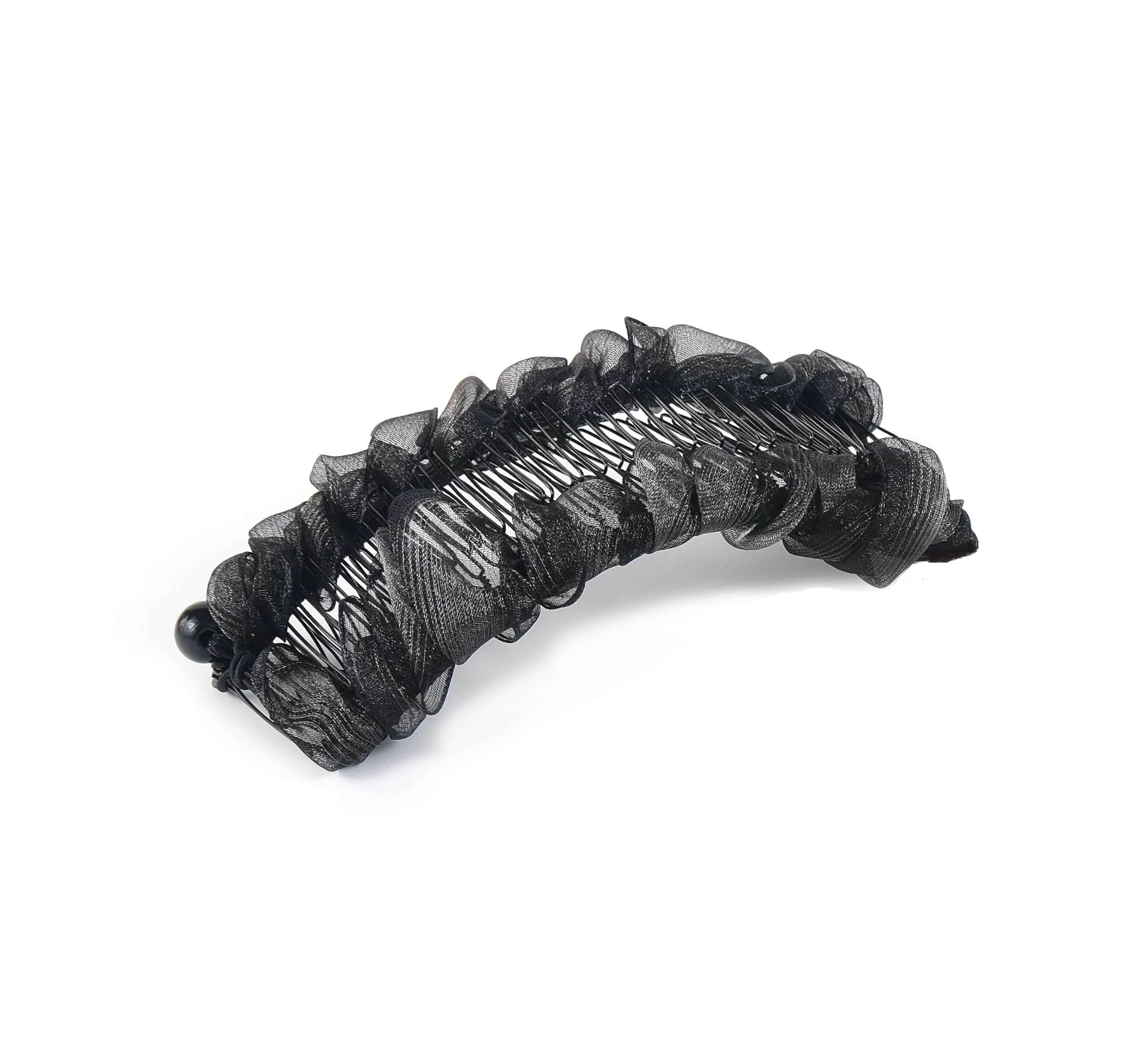 Large Banana Hair Clip For Thick Curly Hair, Make Easy Protective Styles (Large Peach Ribbon) (Black Grey, Large)