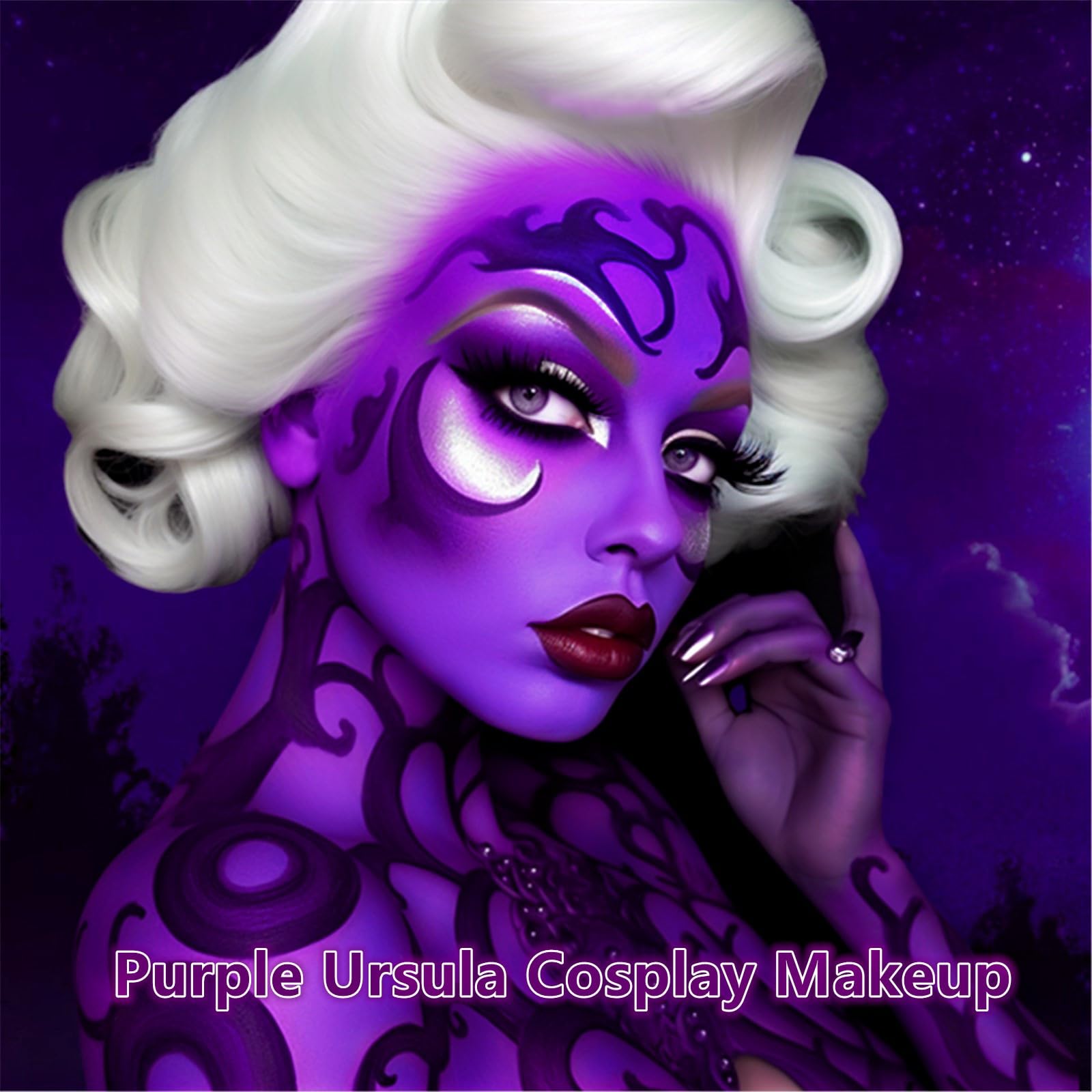 Go Ho Purple Face Paint Stick(0.85Oz),Water Based Cream Purple Body Paint Washable,Face Paint Kit Covers Oil-Free,Halloween Cosp