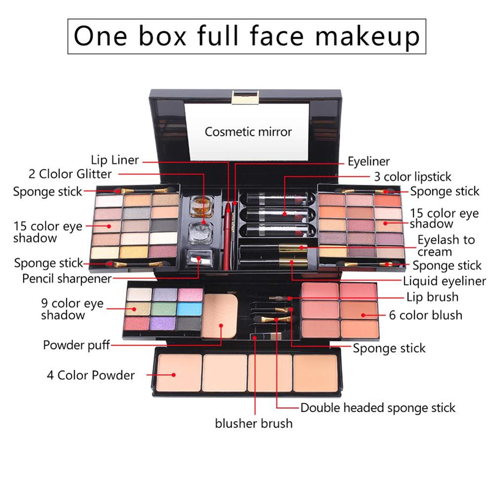 Fantasyday 54 Colors All In One Makeup Gift Set Holiday Birthday Beauty Cosmetic Essential Starter Bundle Include 39 Eyeshadow P