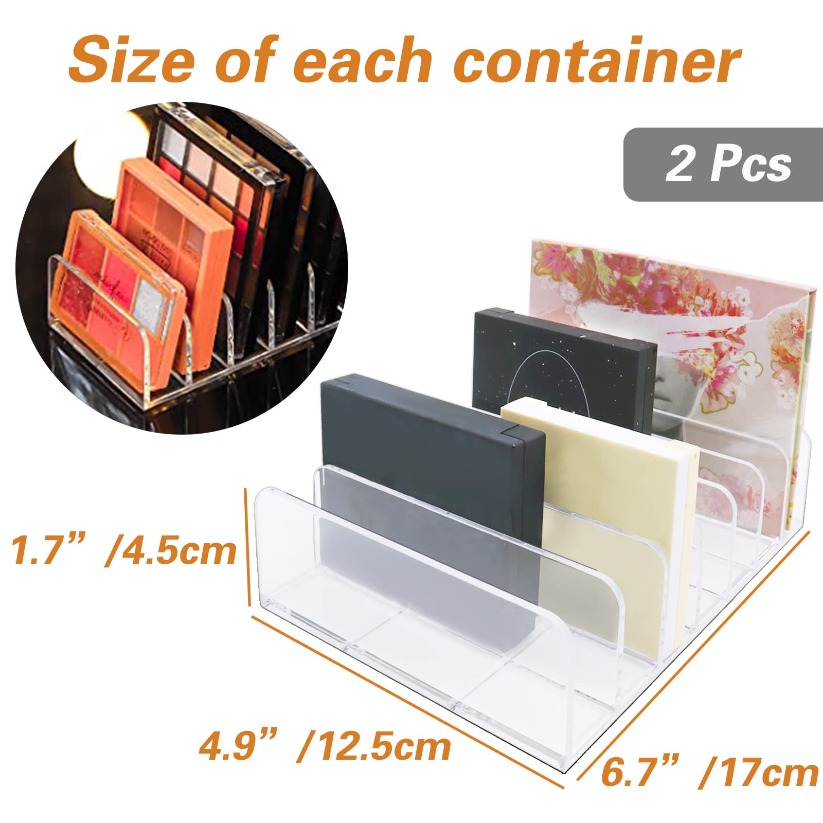 Anyumocz 2 Pack Eyeshadow Palette Makeup Organizer,Eyeshadow Storage Holder,Acrylic Cosmetic Organizer For Vanities,Bathroom Cou