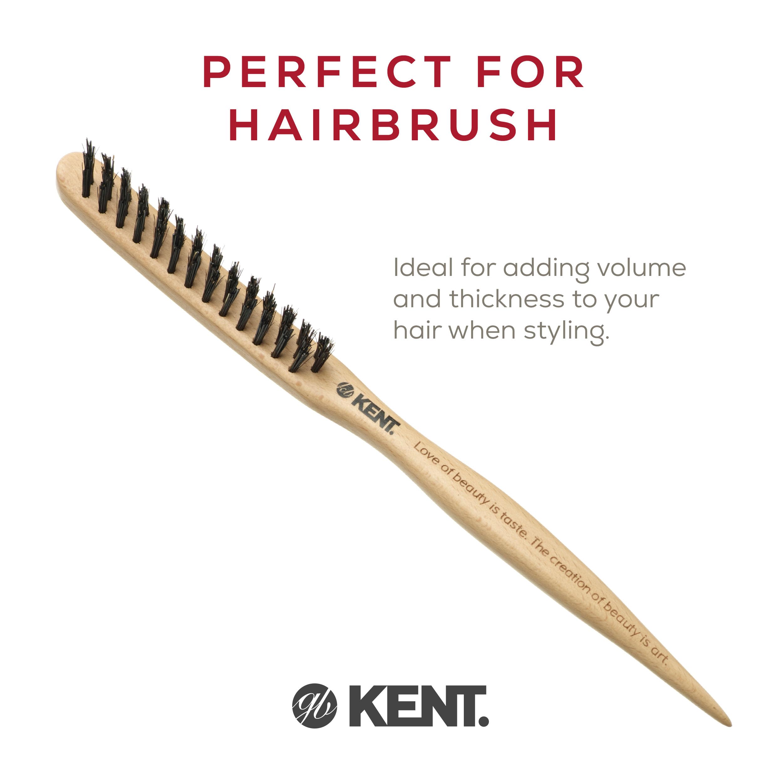 Kent PF15 Teasing Brush Edge Control Boar Bristle Hair Brush and Nylon Hair Brushes for Women Volume Control, Edge Control Brush