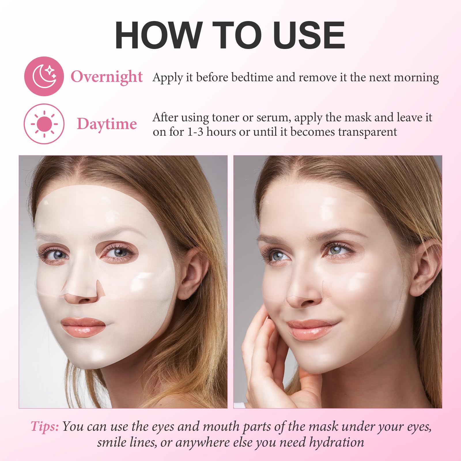 Ulluxe Real Deep Collagen Face Mask, Overnight Hydrating Facial Sheet Masks With Hyaluronic Acid, Moisturizing, Lifting, Firming