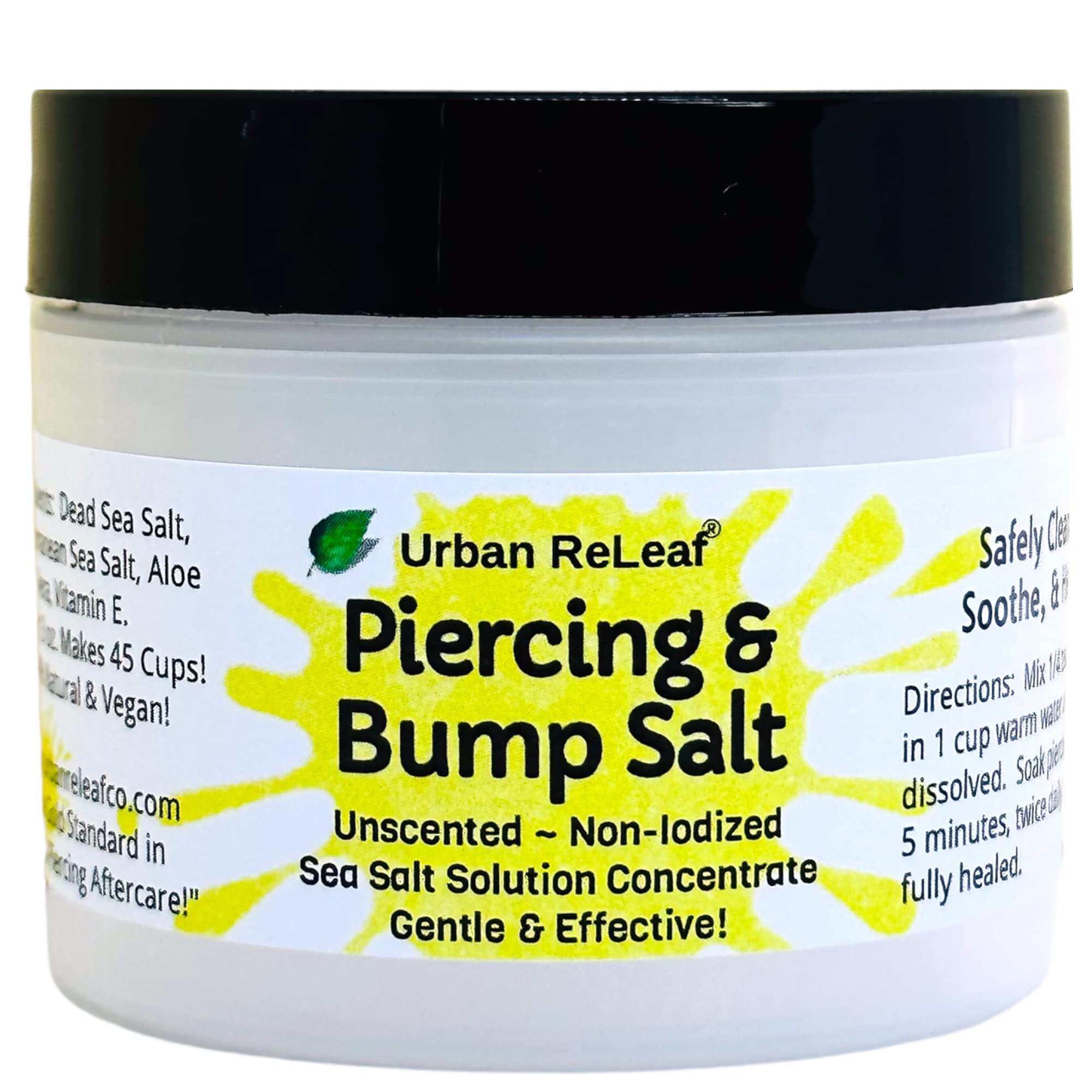 Urban ReLeaf Piercing & Bump Salt ! Unscented Sea Salt Solution Concentrate. Makes 45 Cups! Gentle Effective Clean Soothe Calm. 