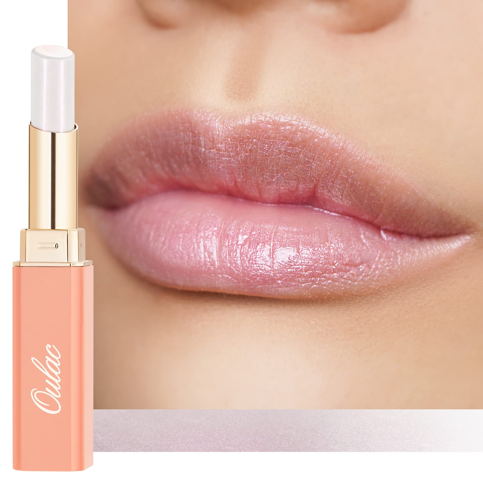 Oulac Moisturizing Shine Lipstick - Giltter Tinted Lip Balm Hydrating, Lip Plumper, Glossy Finish, Sheer Coverage with Pearlesce