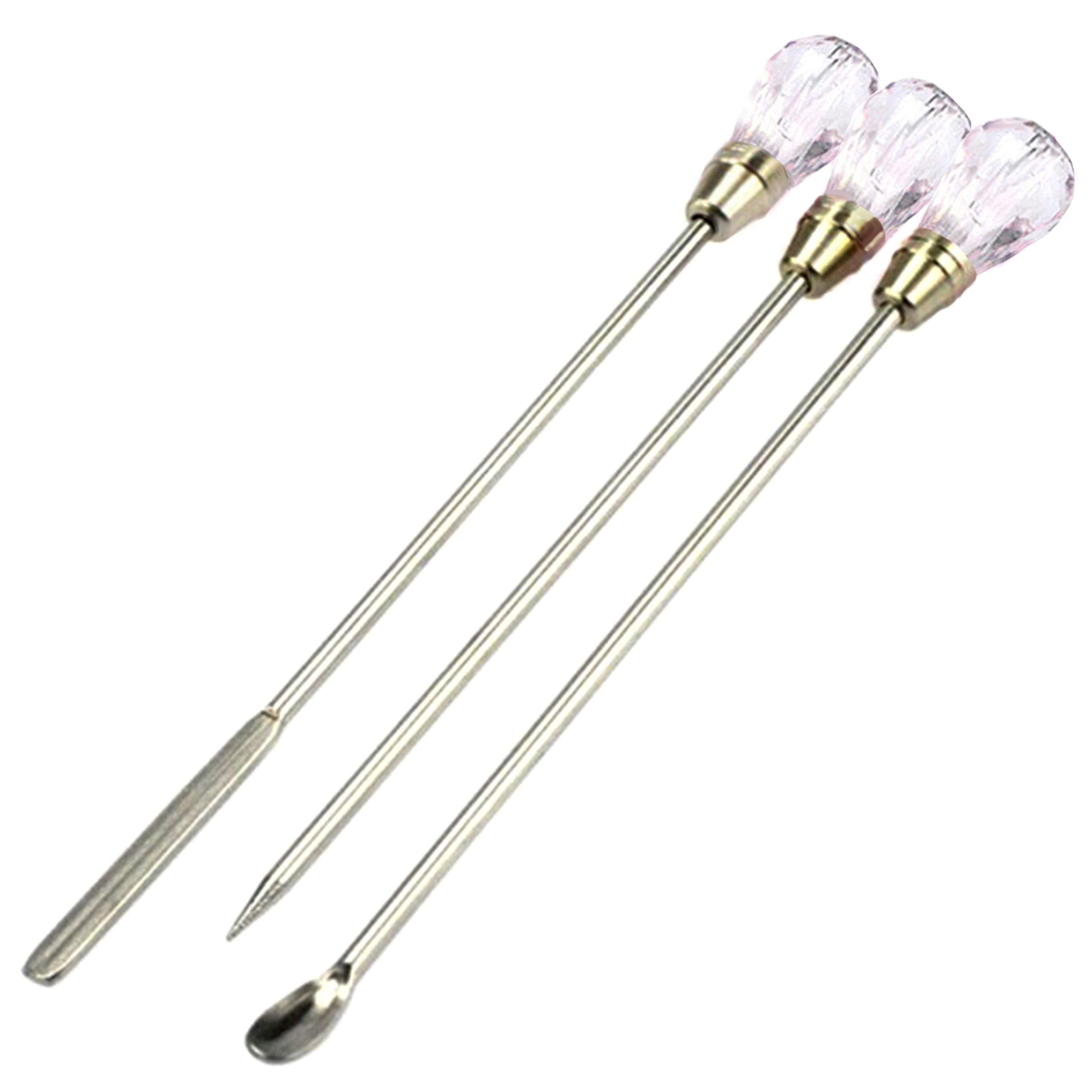Beaute Galleria 3 Pieces Nail Art Stirring Rod DIY Tools Spoon Spatula Needle Stick for Powder Liquid Glue Rhinestone Acrylic UV