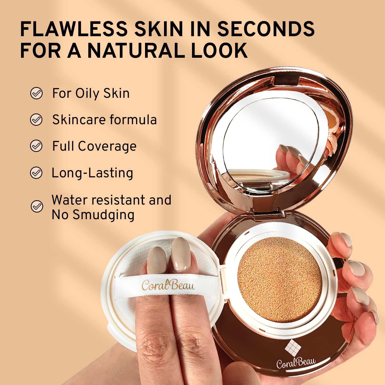 Coralbeau Shell Makeup Set - All In One Makeup Kit For Women With Compact Bb Cream Powder, Eyeshadow Palette With Brown Shades,