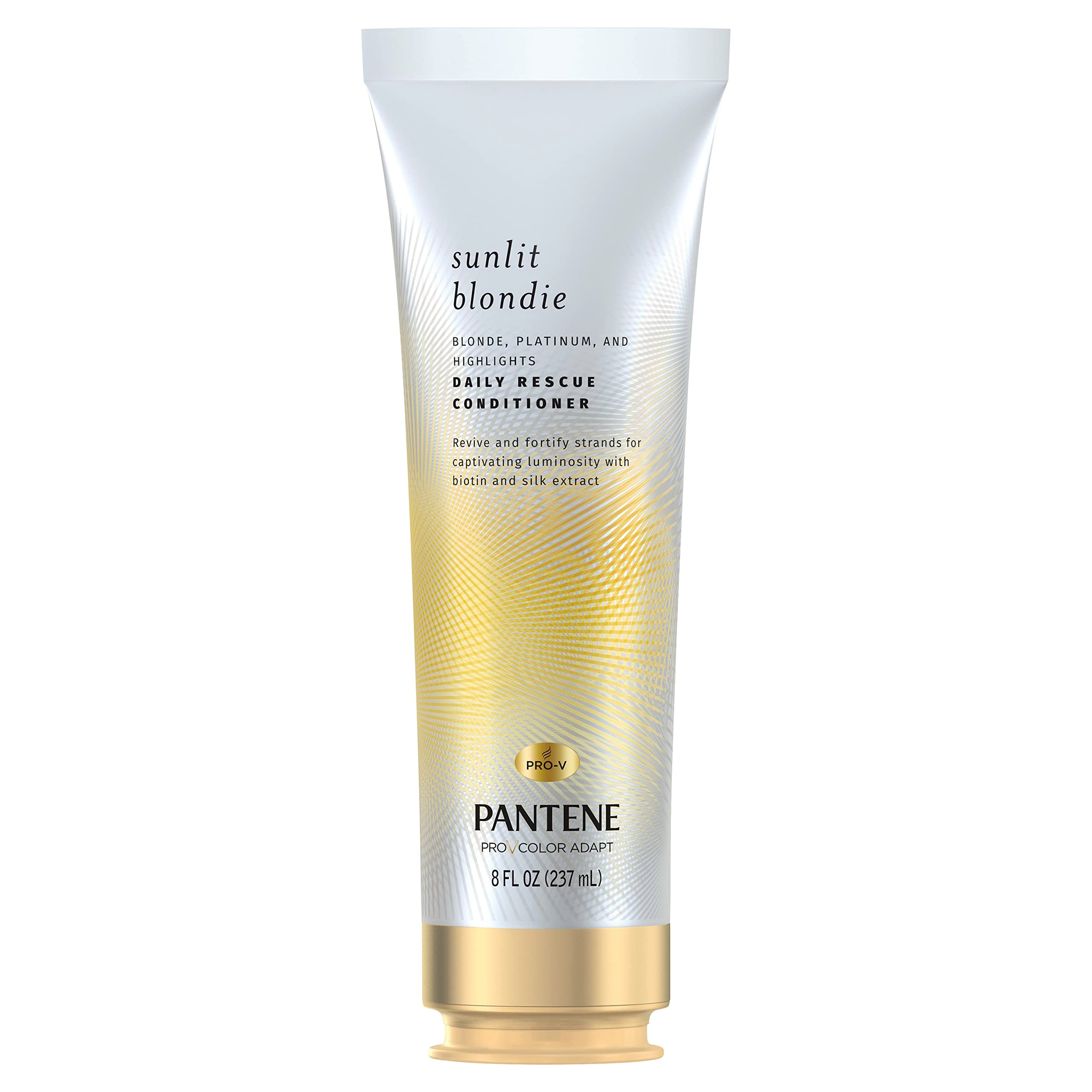 Pantene Sunlit Blondie Daily Rescue Conditioner Toner For Blonde Hair, Treatment for Color Treated Hair, with Biotin and Silk Ex
