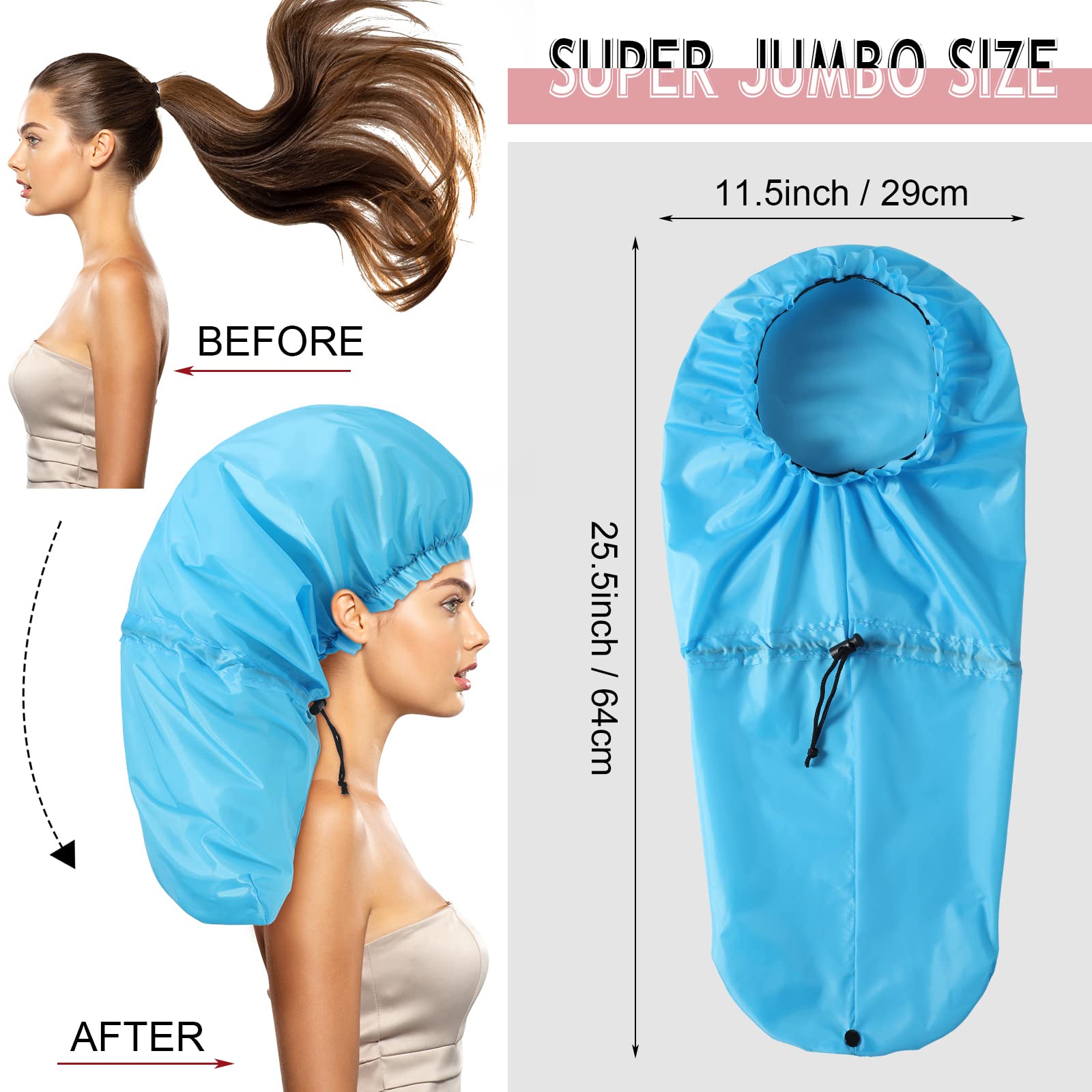 4 Pcs Jumbo Braids Shower Caps For Women Long Hair Extra Large Shower Caps For Dreadlocks Foldable Waterproof Hair Bonnets Plast