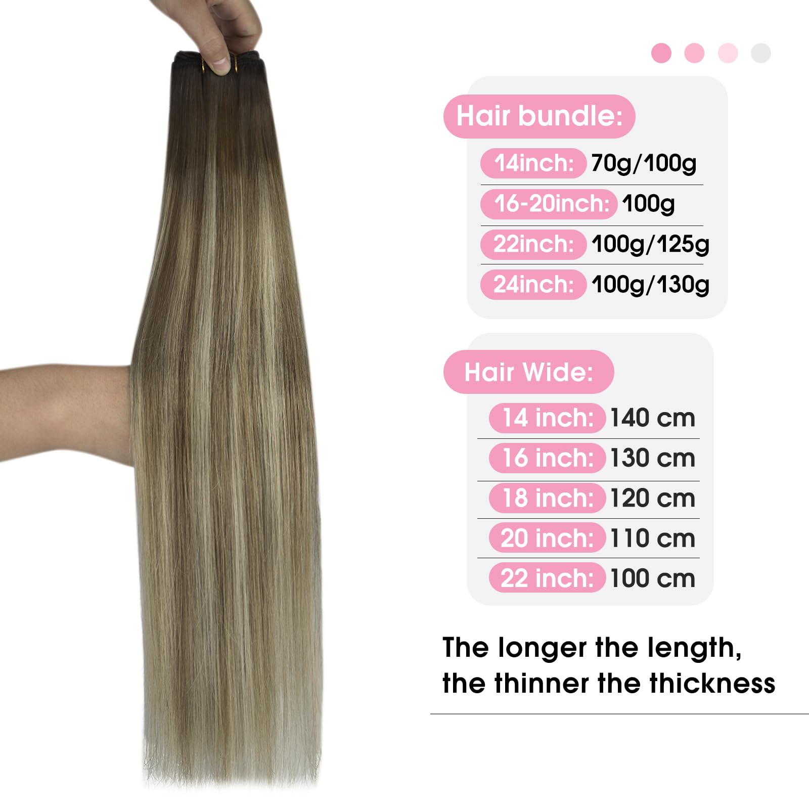 YoungSee Weft Extensions Human Hair Brown Ombre Sew in Real Hair Extensions Soft Weft for a Smooth and Natural Finish 20Inch 100