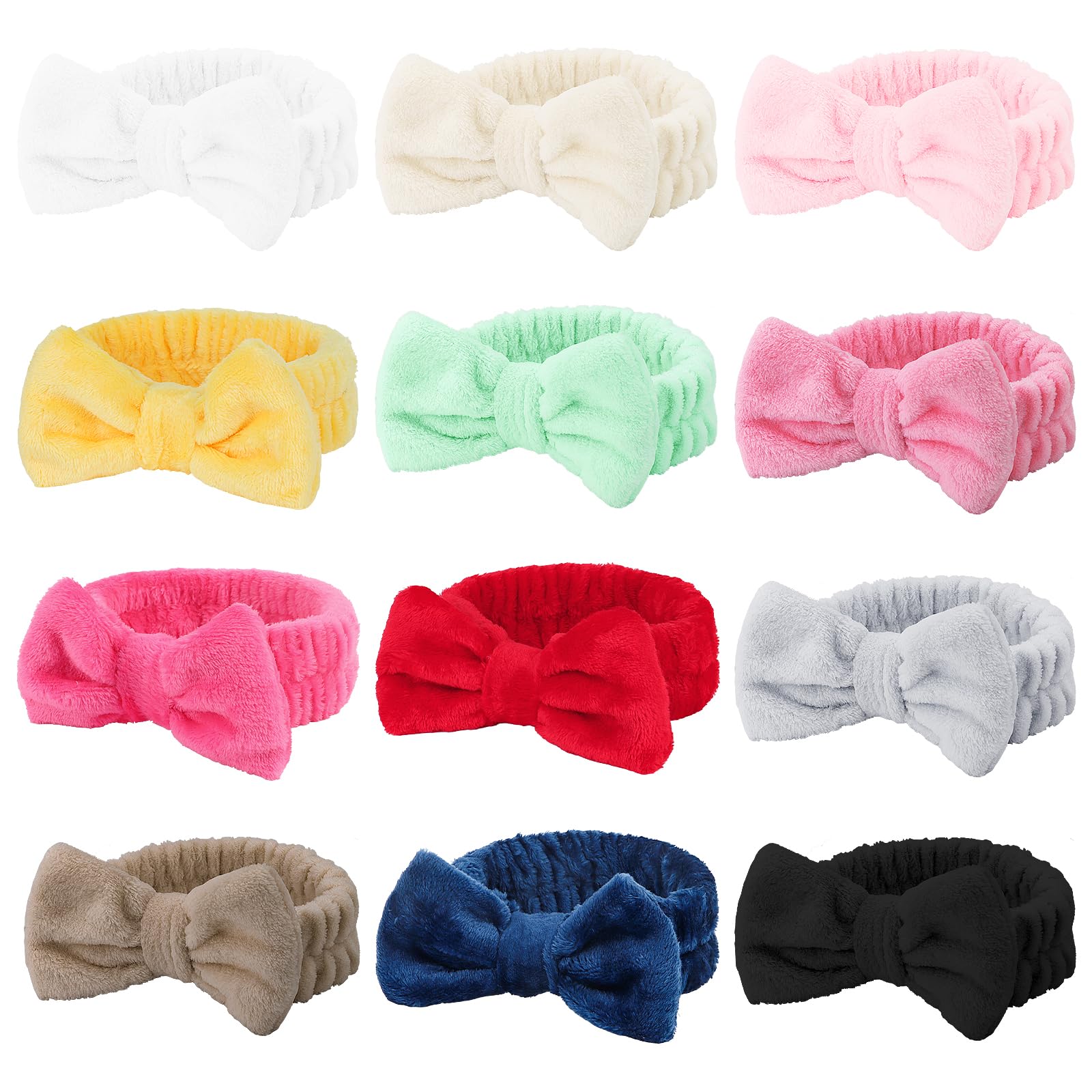 Casoty 12 Pack Skincare Headband for Washing Face Cute Face Wash Spa Headband for Women Makeup Hair Band Stocking Stuffers for T