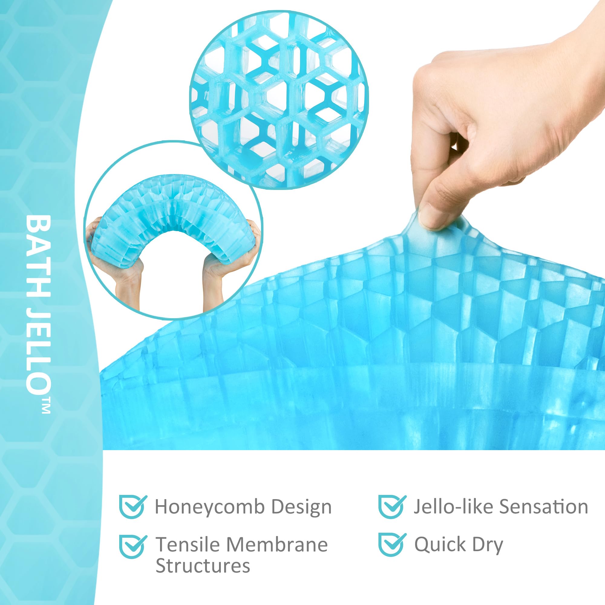 Sunlit Bath Jello Gel Bath Pillows, Lumbar Pillow For Bathtub, Back Support Pillow, Gel Pillow With Non-Slip Suction Cups For Lu