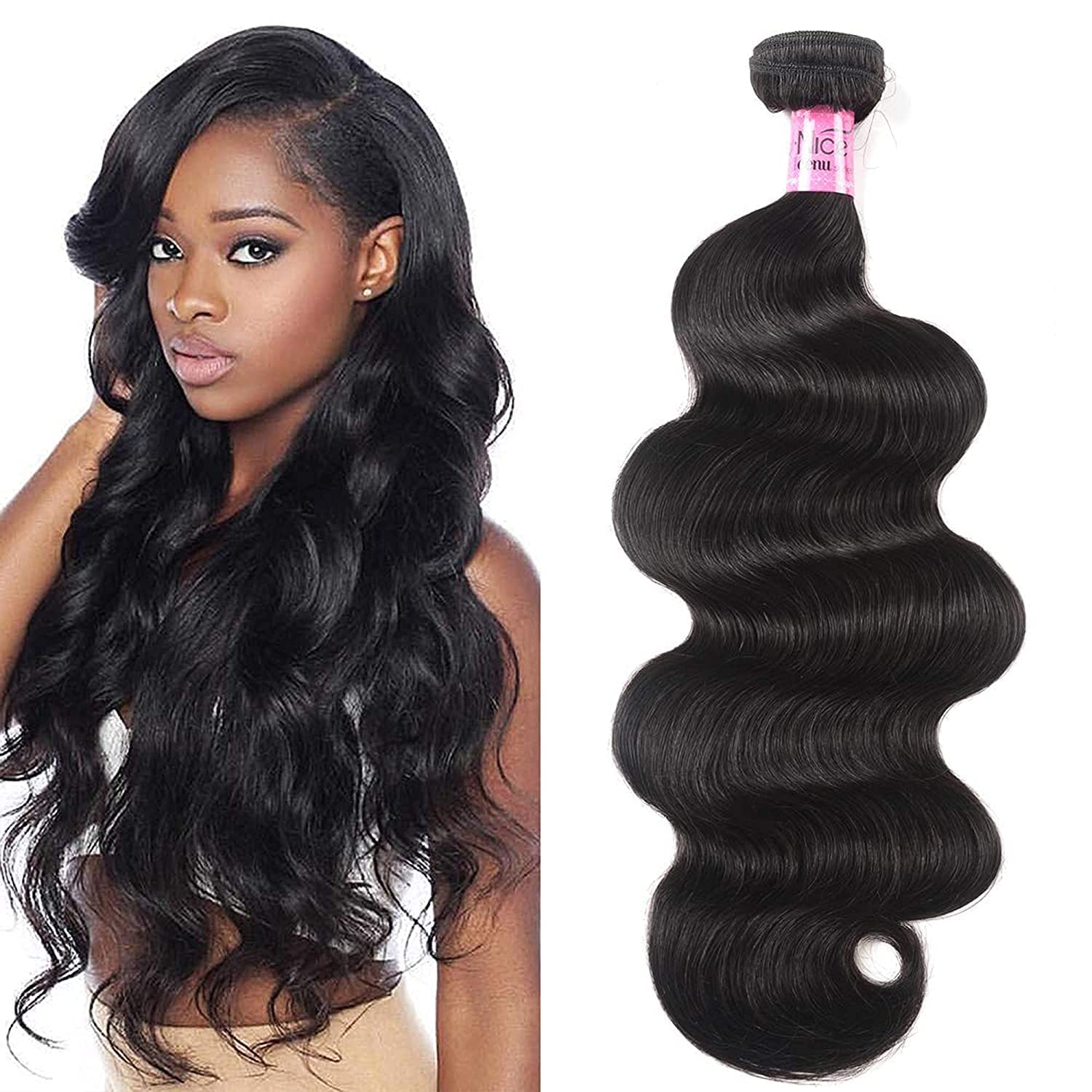 UNice Hair Icenu Series 10A Malaysian Body Wave Virgin Hair 1 Bundle, Raw Unprocessed 100% Virgin Human Hair Weave 95-100g/pc Na