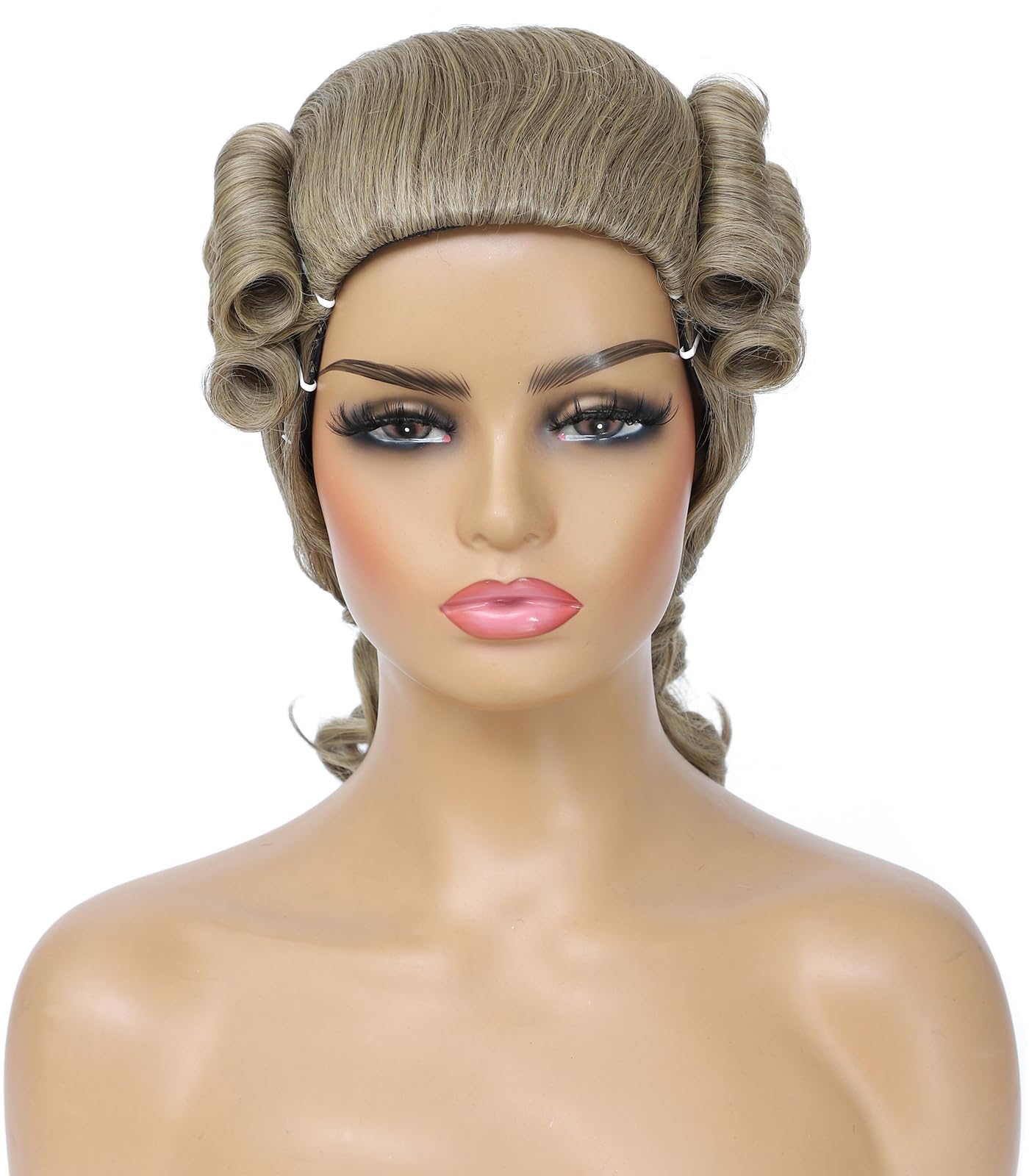 Adequate Colonial Style Curled Wig, Historical Costume Accessory, Ash Blonde, Revolutionary War Period Hairstyle (Blonde)